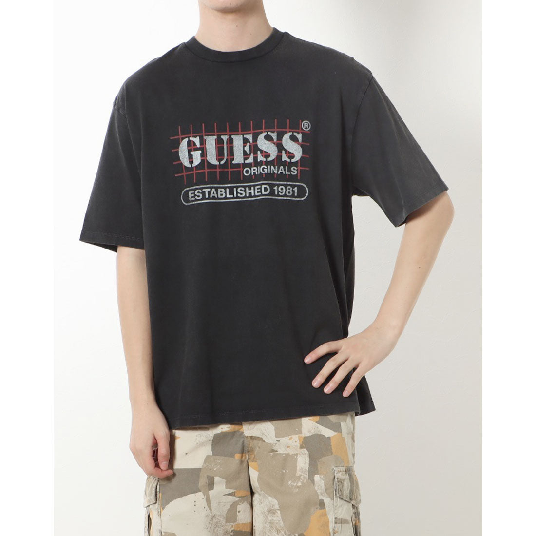 ゲス GUESS GUESS Originals Grid Logo Washed Tee  ロゴTシャツ,JTMU