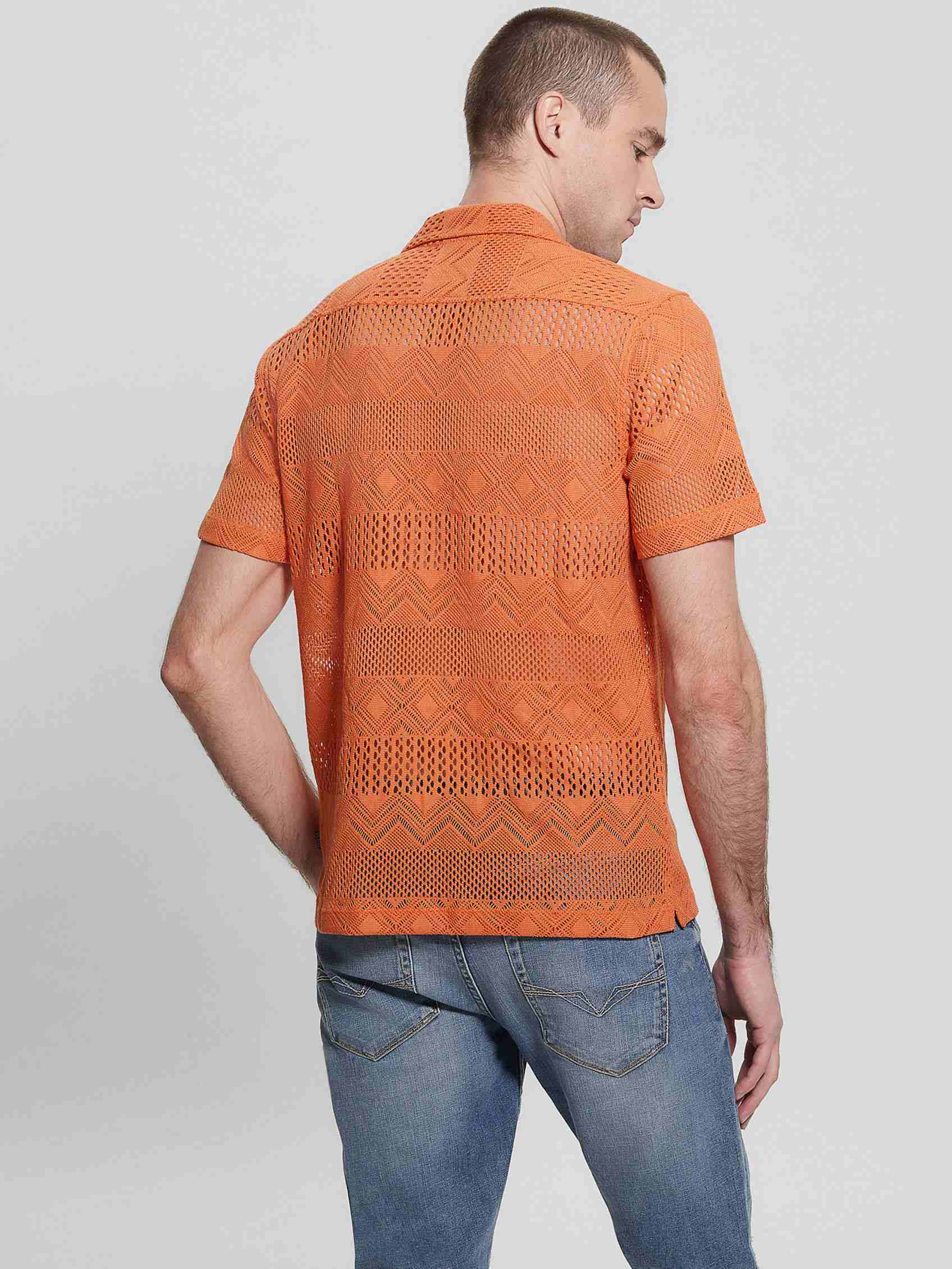 ゲス GUESS Geometric Knit Crochet Shirt （G3J9） 半袖シャツ G3J9