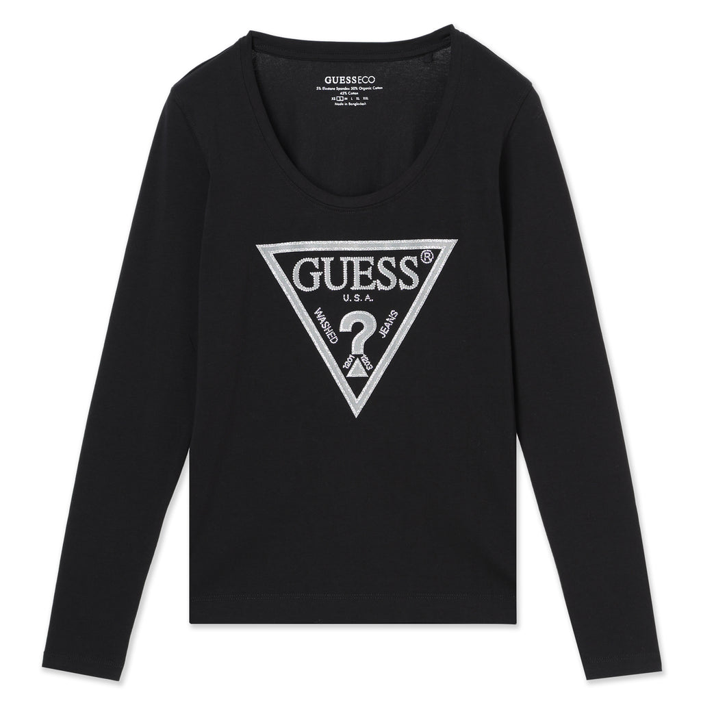 ゲス GUESS LS Cn Shiny Triangle Tee （G011） Guess LS Cn Shiny Triangle Tee