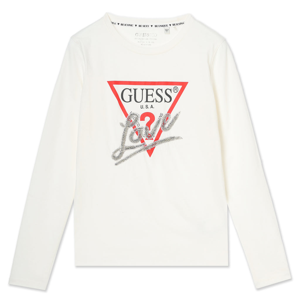 ゲス GUESS LS Cn Triangle Love Tee （JBLK） Guess LS Cn Triangle Love Tee