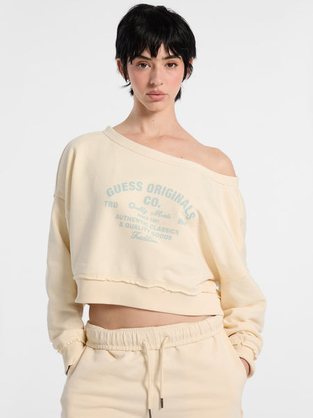 ゲス GUESS GUESS Originals Boat Neck Distressed Sweatshirt （FJ2J） Guess GUESS Originals Boat Neck Distressed Sweatshirt