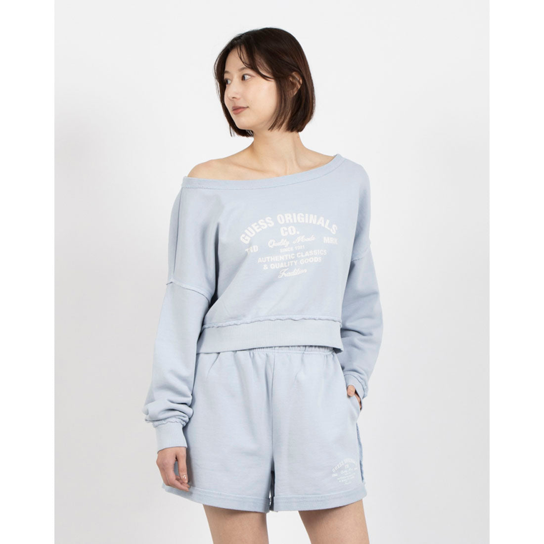 Guess GUESS Originals Boat Neck Distressed Sweatshirt