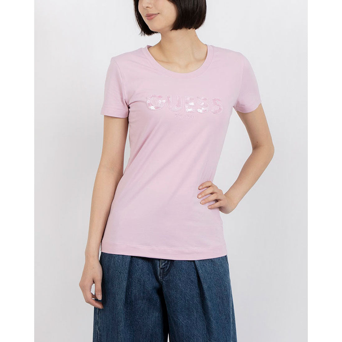 ゲス GUESS CN Ss Logo Segquins Tee （G4Q4） G4Q4