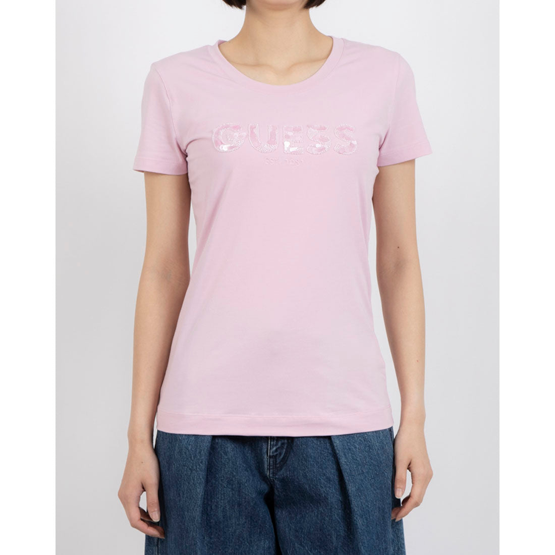 ゲス GUESS CN Ss Logo Segquins Tee （G4Q4） G4Q4