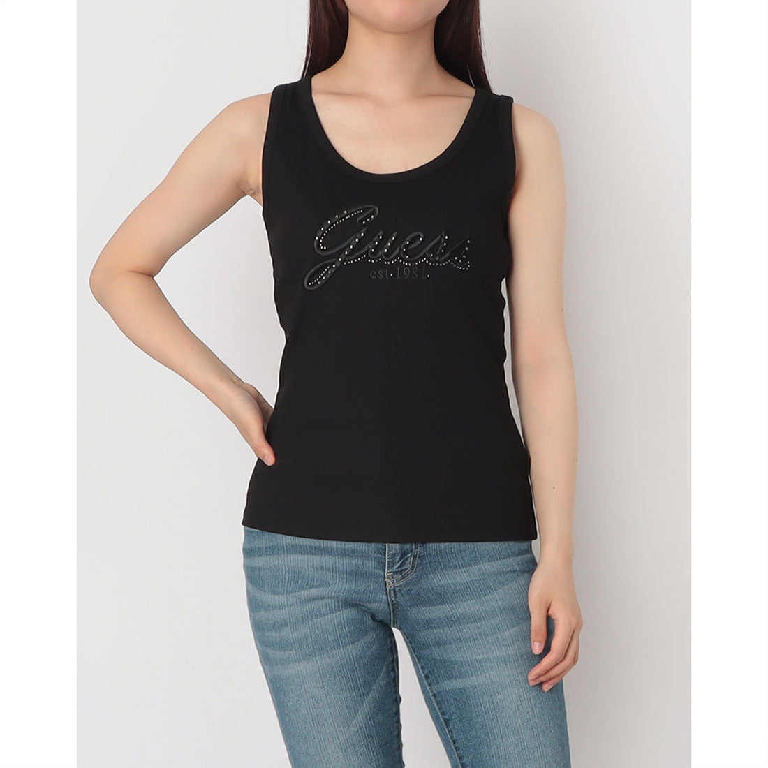 ゲス GUESS SL Raissa Logo Tank Top （JBLK） JBLK