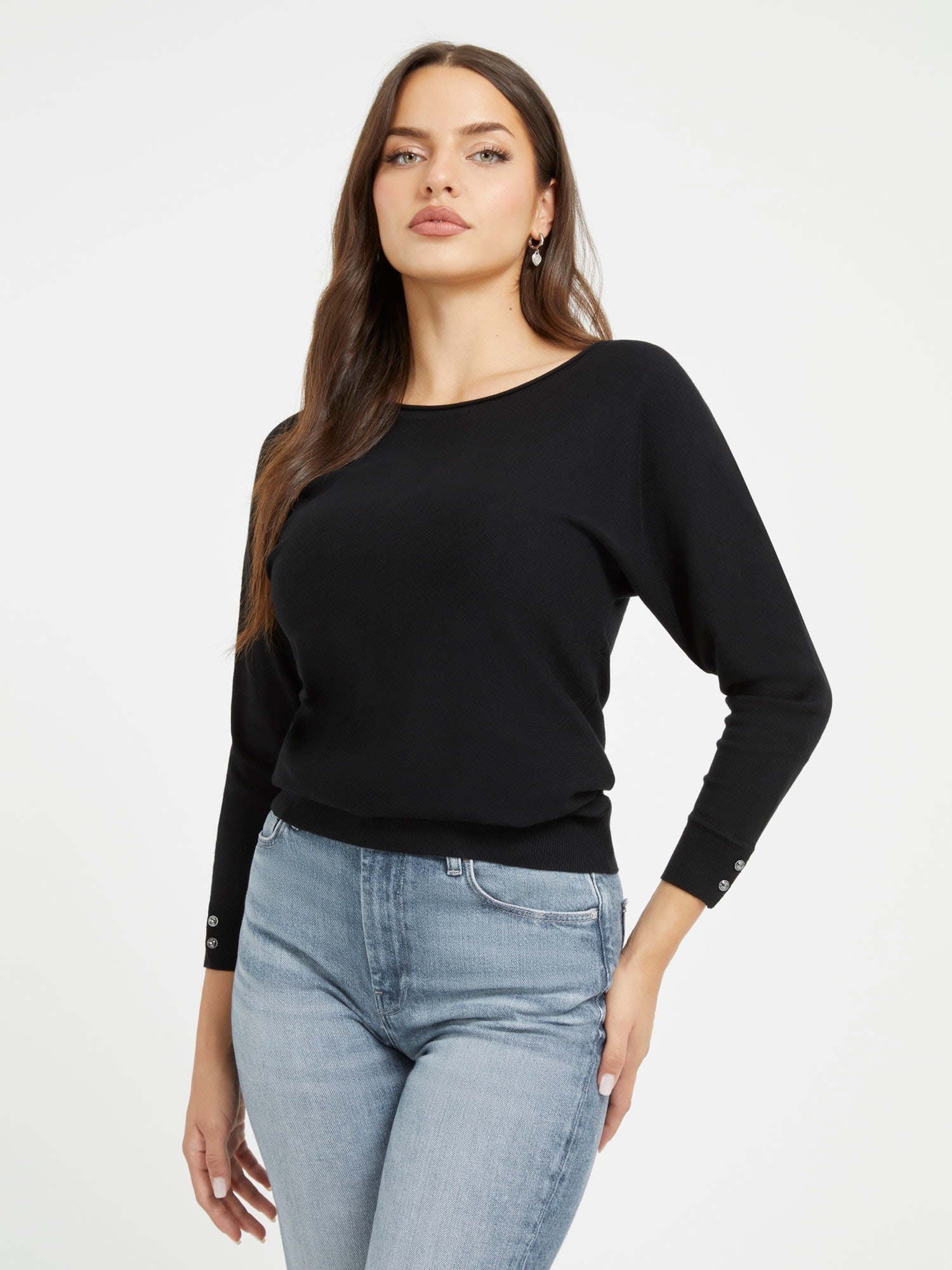 ゲス GUESS ADELE Bat Sleeve Sweater （JBLK） JBLK