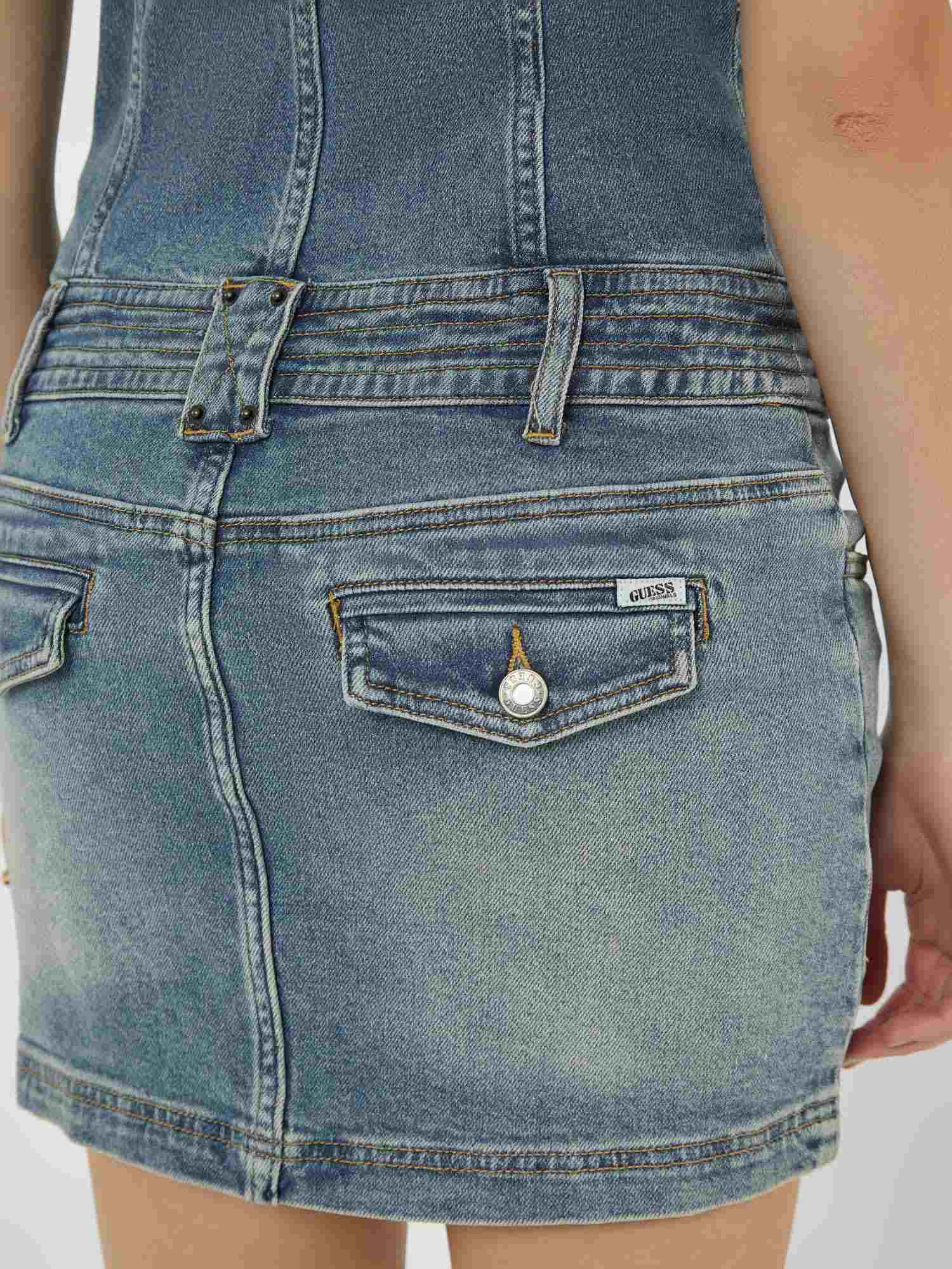 Guess Belted Short Sleeve Denim Dress, Womens, Juniors, S, Go Tinted Rain Light Wash
