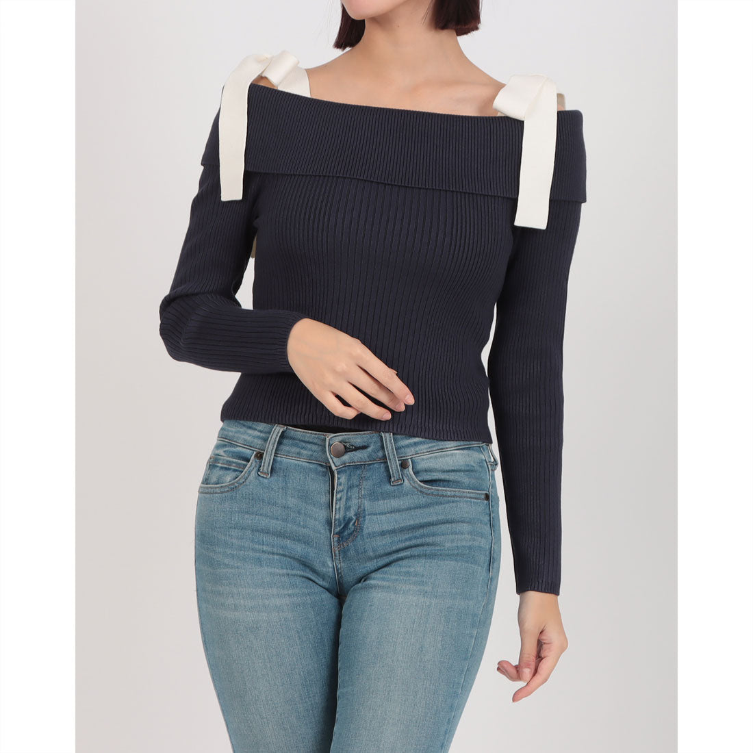 ゲス GUESS Long Sleeves Off Shoulder Rib Terra Sweater （G7V2） G7V2