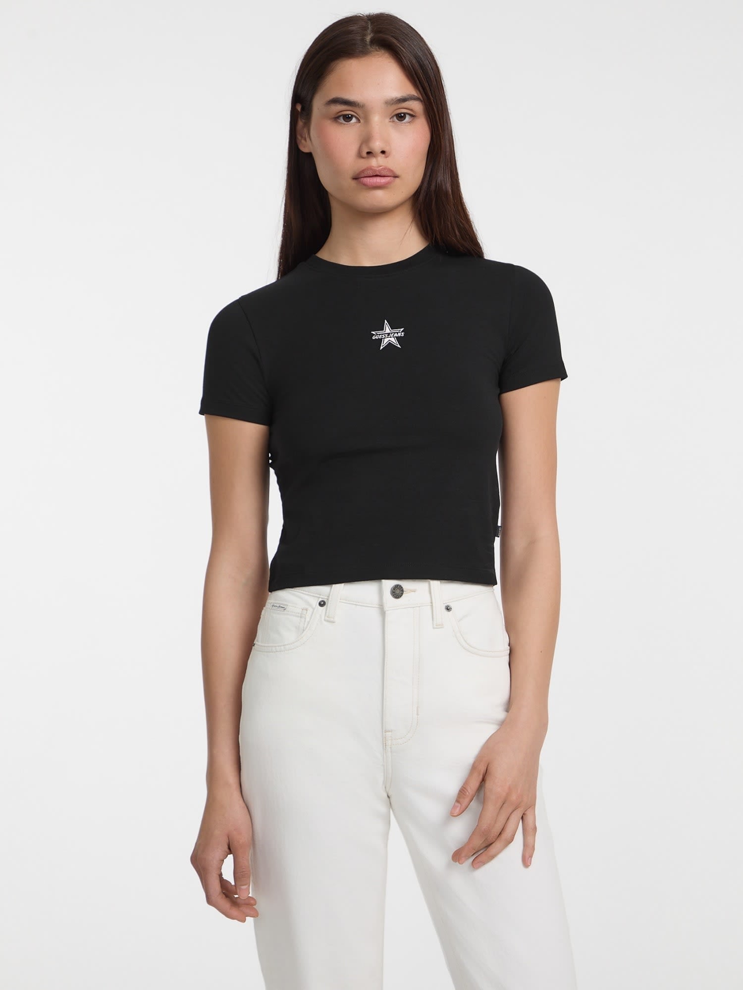 ゲス GUESS GUESS JEANS Short Sleeves Crew Neck Baby Emb Star Tee （JBLK） JBLK