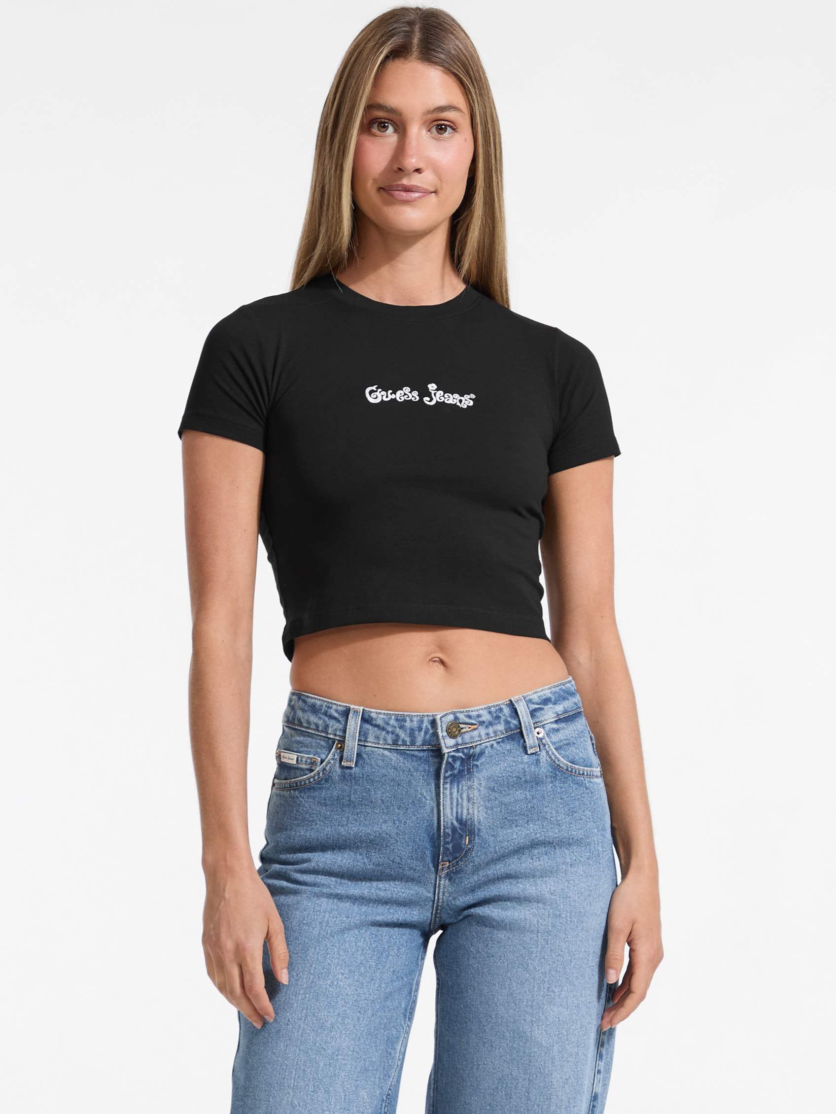 ゲス GUESS GUESS JEANS Short Sleeves Crew Neck Baby Tee （JBLK） JBLK