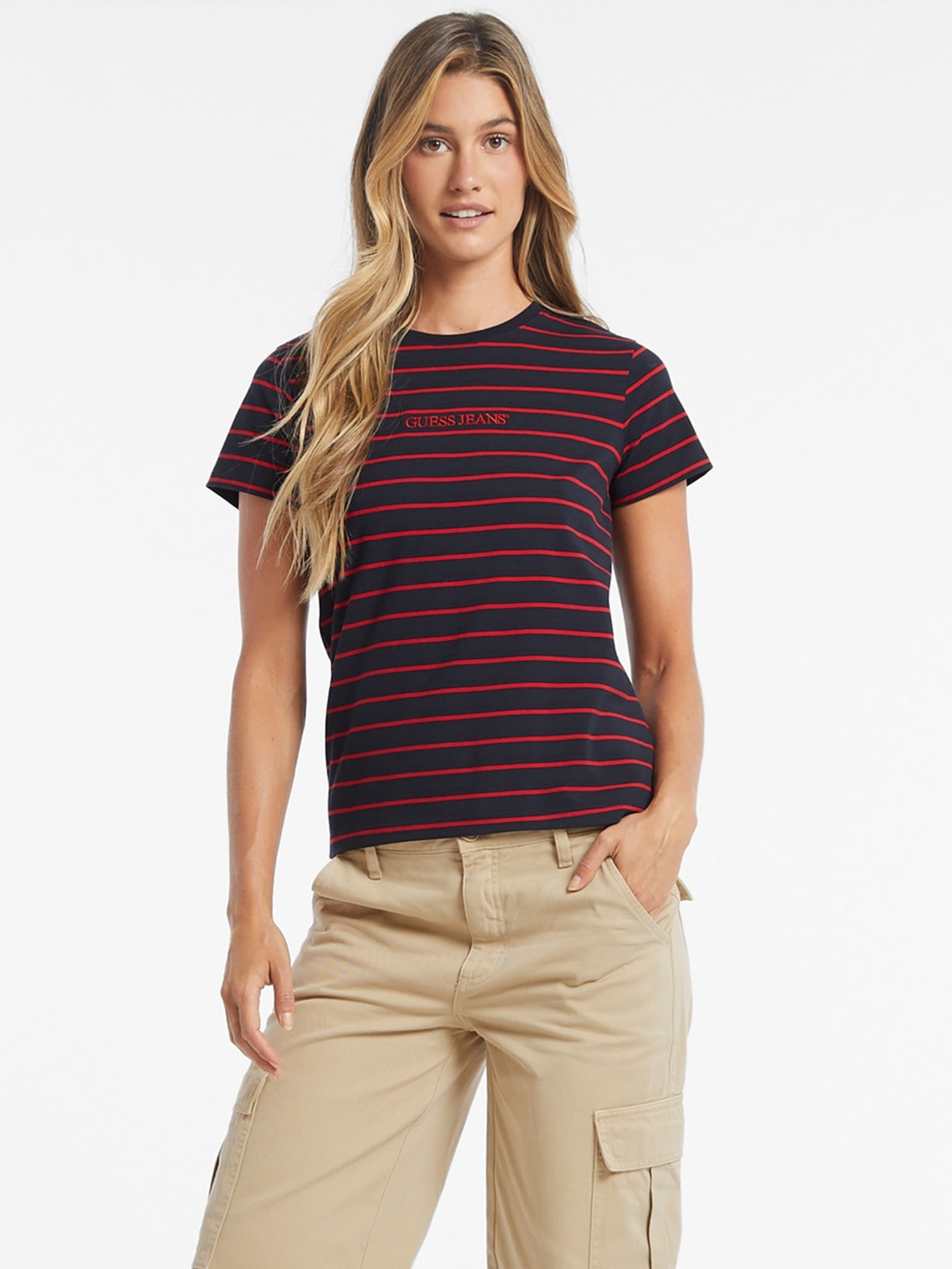 ゲス GUESS GUESS JEANS Short Sleeves Crew Neck Regular Yd Striped Tee （S51S） S51S