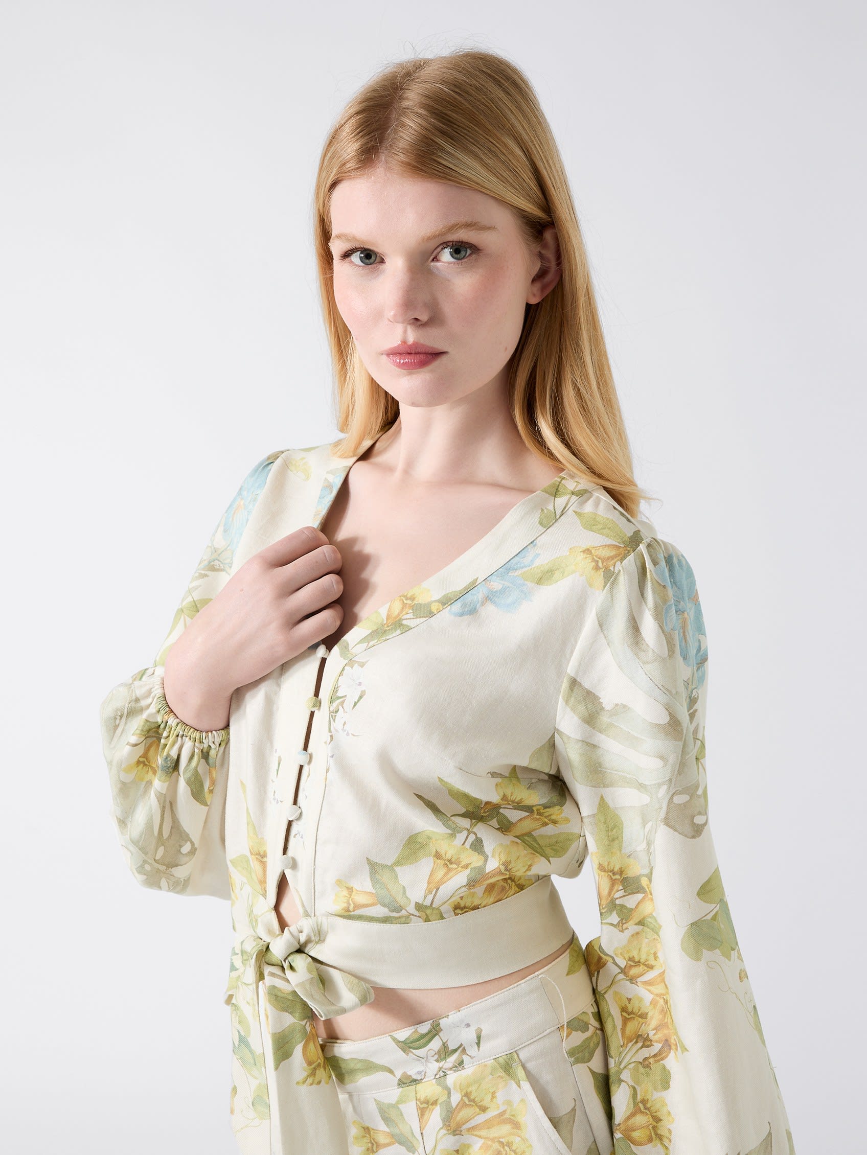 ゲス GUESS Long Sleeves Shirley Linen Top （PMMA） PMMA