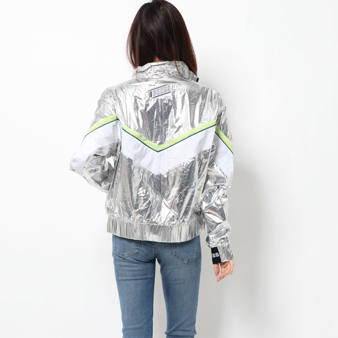 ゲス GUESS ANTHIA NYLON JACKET （SILVER） SILVER