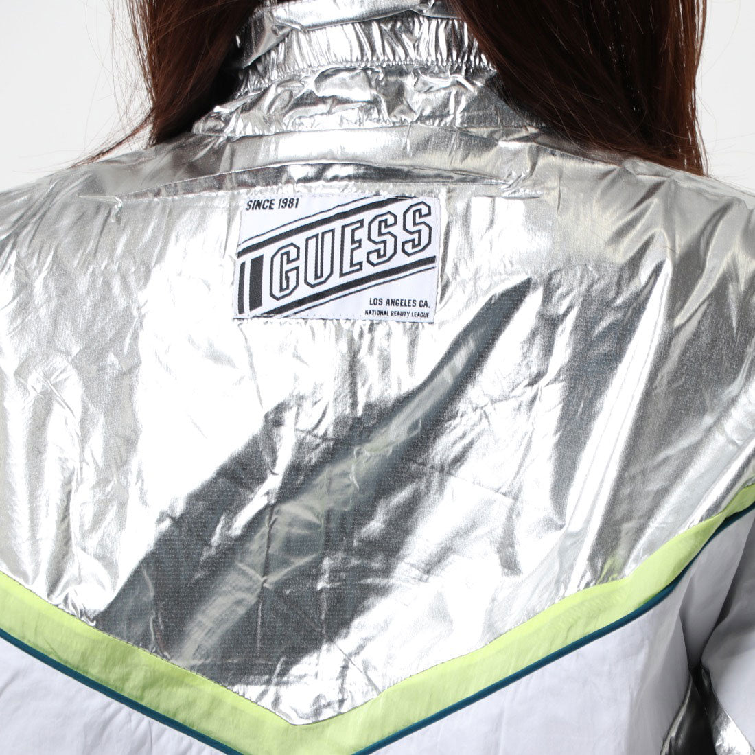 ゲス GUESS ANTHIA NYLON JACKET （SILVER） SILVER