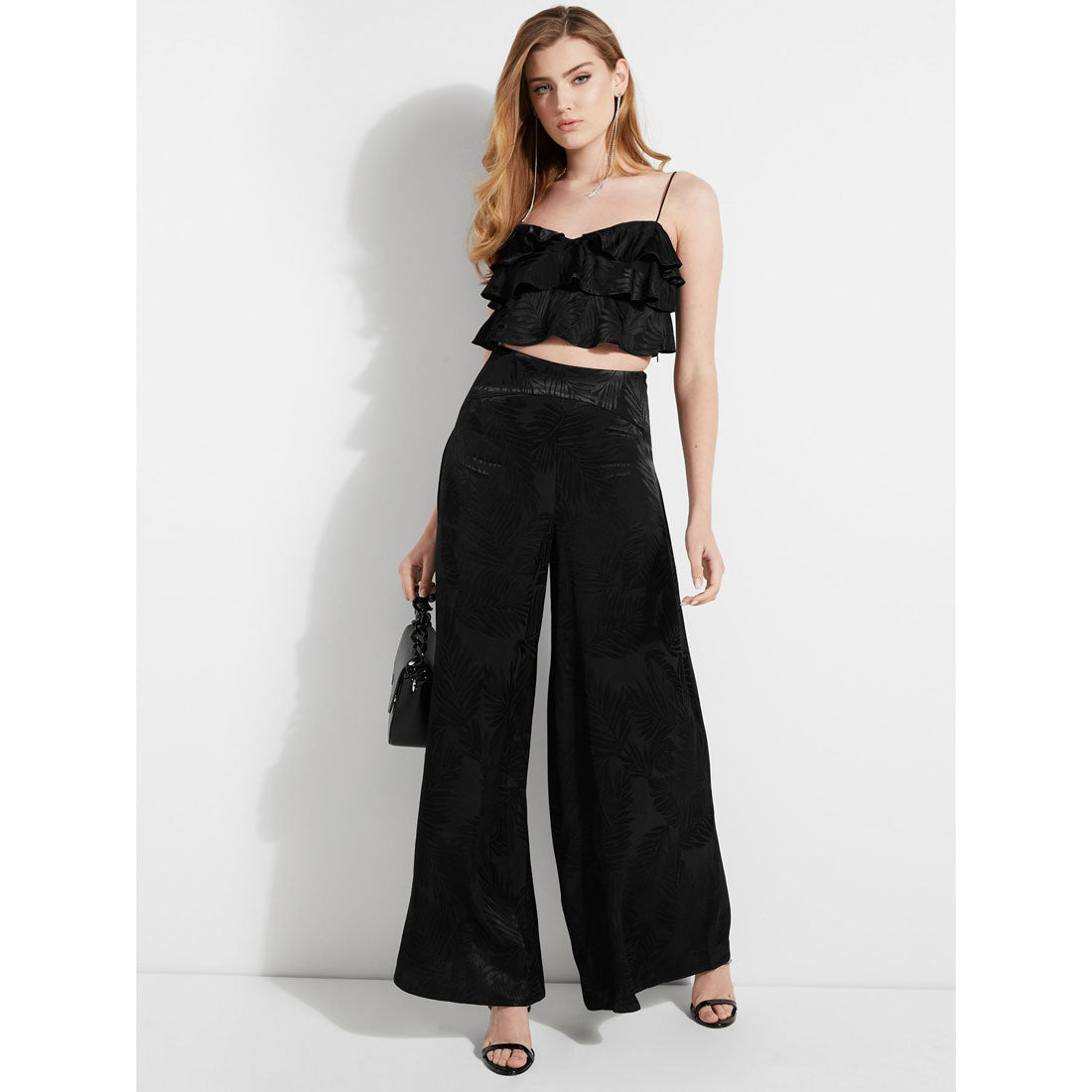 ゲス GUESS Desta Sleeveless Ruffle Cropped Top