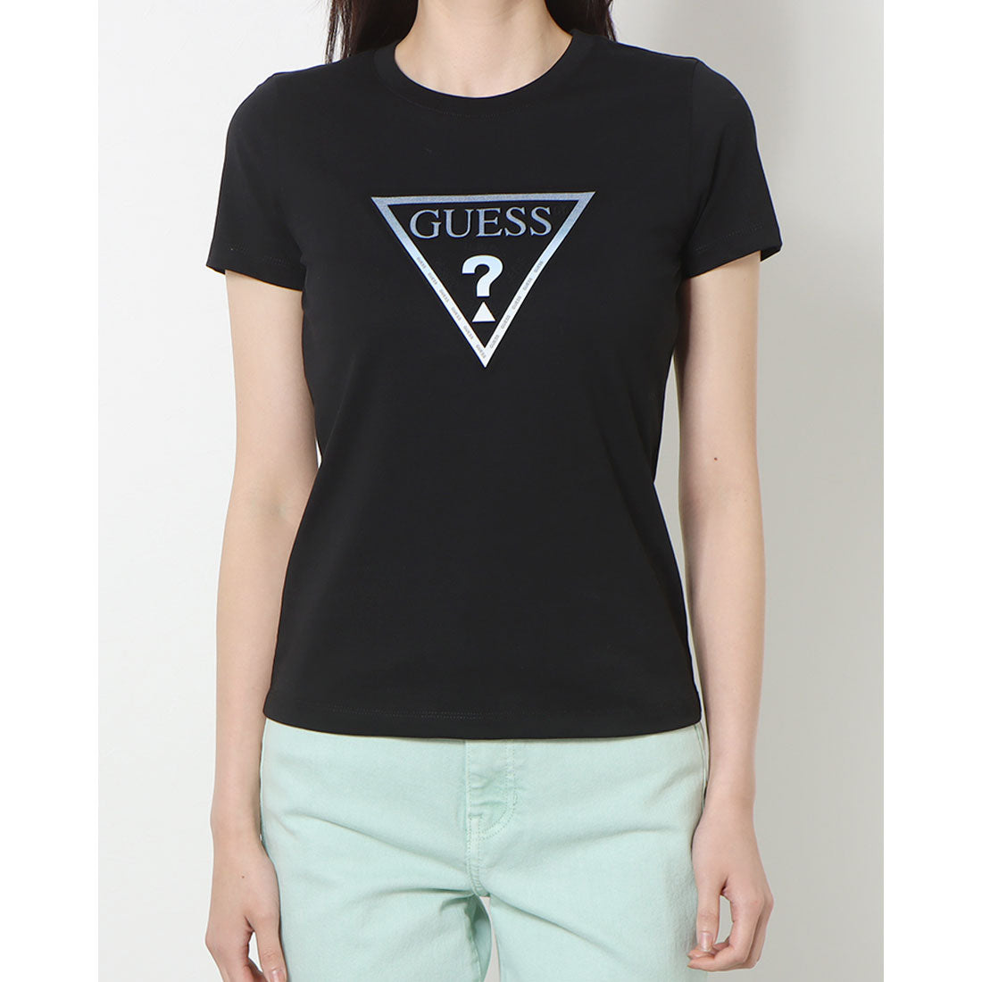 ゲス GUESS Denim Emboss Triangle Tee  Tシャツ レディース