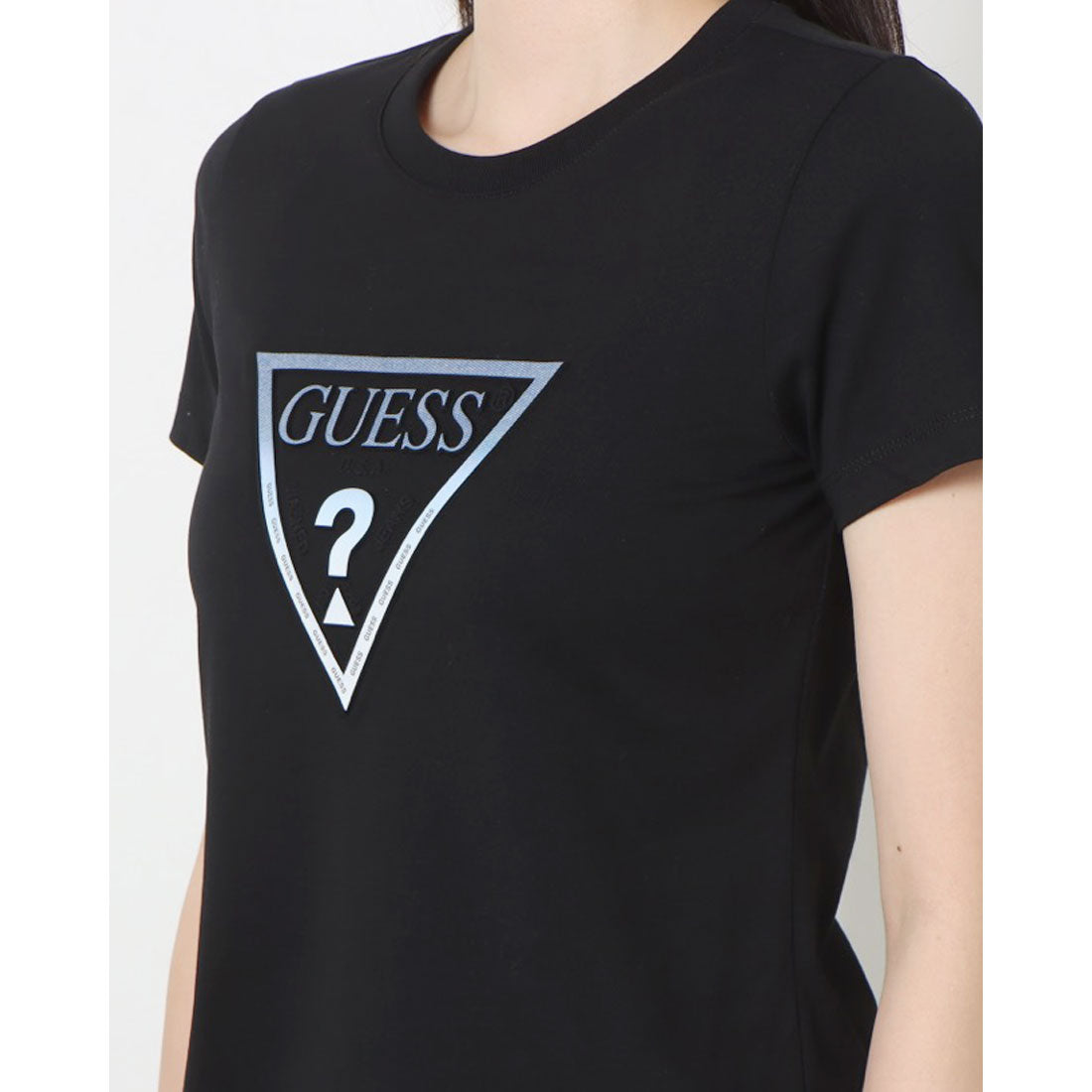 ゲス GUESS Denim Emboss Triangle Tee  Tシャツ レディース