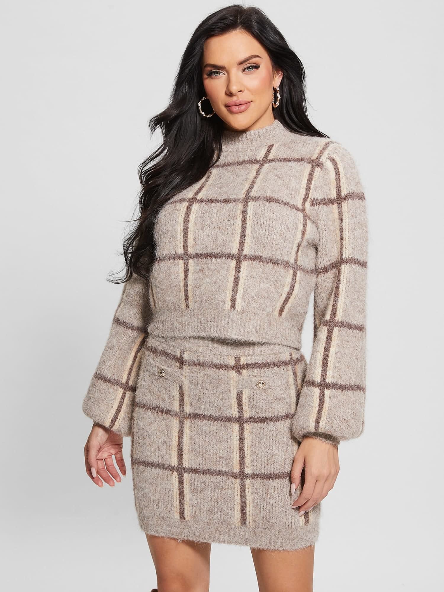 ゲス GUESS Nadia Plaid Sweater  ニット セーター,F14U