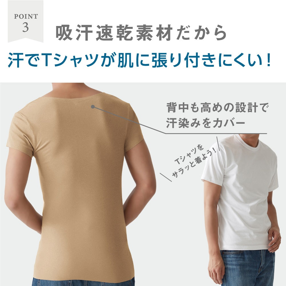 グンゼ GUNZE 【Tシャツ専用】袖あり・汗取りパッド付きTシャツ（短袖） （クリアベージュ） クリアベージュ