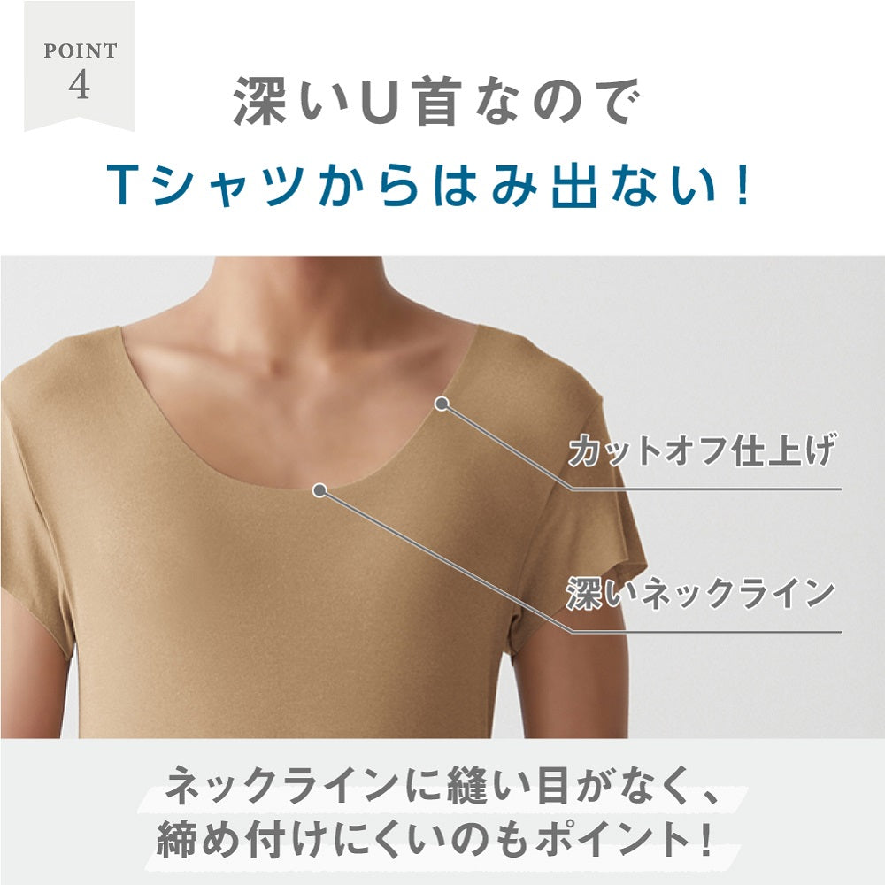 グンゼ GUNZE 【Tシャツ専用】袖あり・汗取りパッド付きTシャツ（短袖） （クリアベージュ） クリアベージュ