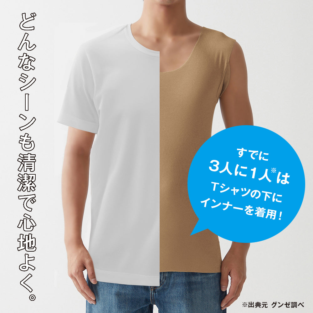 グンゼ GUNZE 【Tシャツ専用】袖なし・汗取りパッド付きスリーブレス （ブラック） ブラック