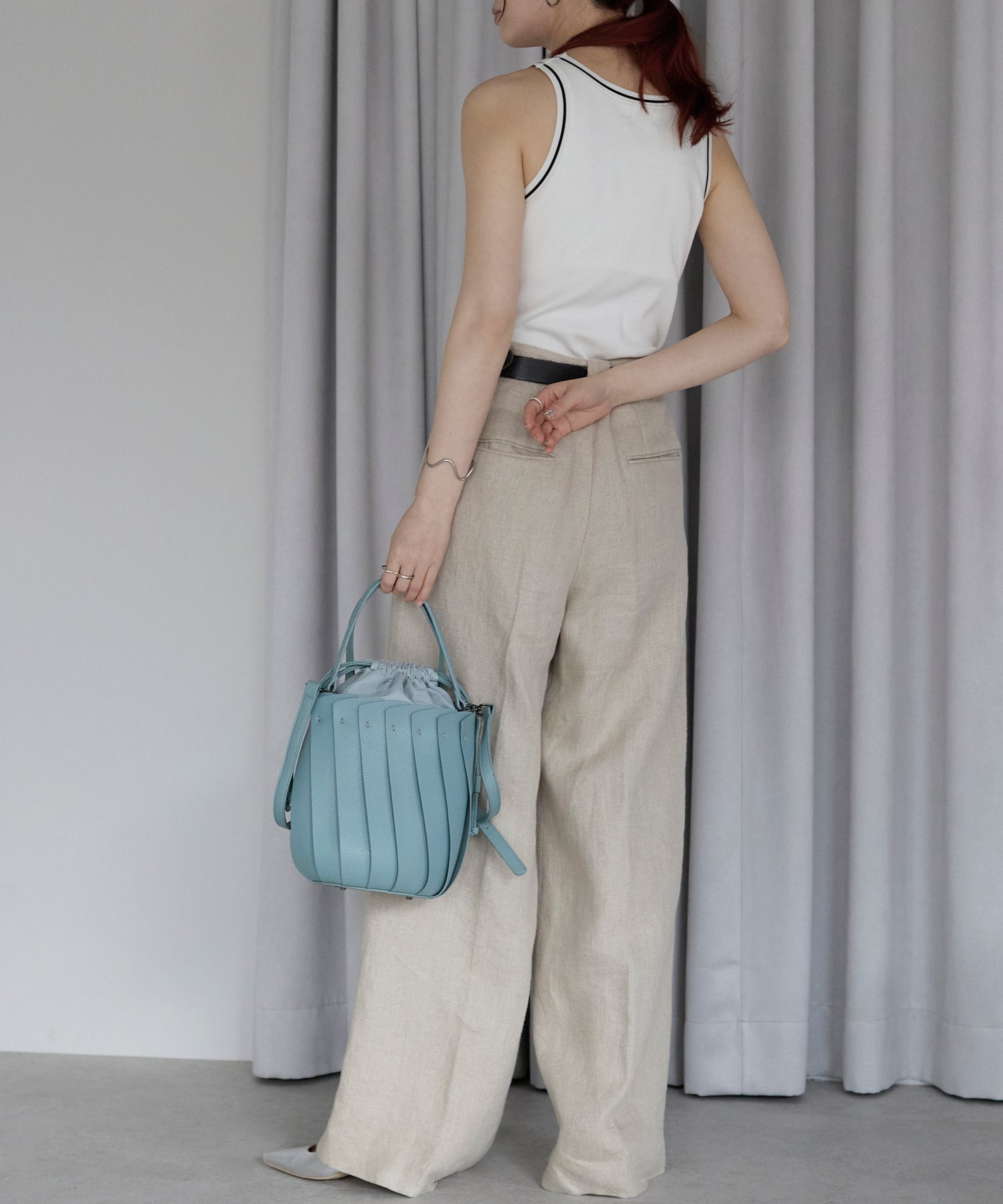 グッシオ GUSCIO バケツ型プリーツショルダーバッグ （BLUE） BLUE