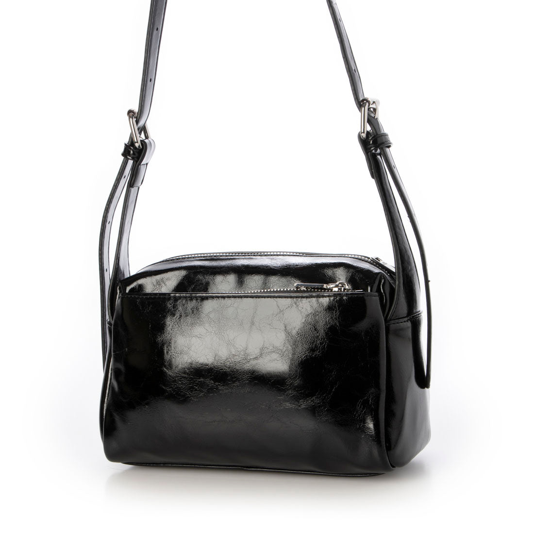 グッシオ GUSCIO ヴィンテージ ダメージ風PUレザーショルダーバッグ （SILVER） SILVER