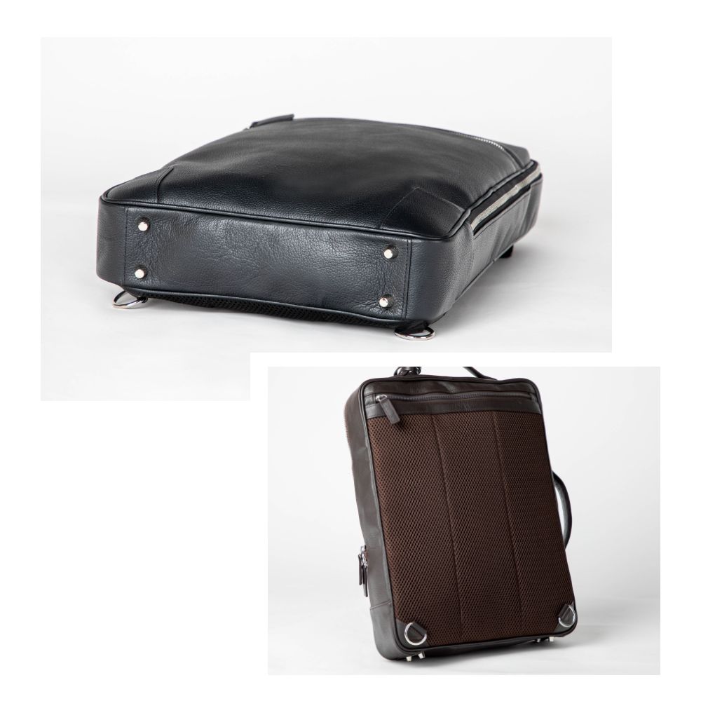 ギオネ GUIONNET バックパック ビジネスリュック PG008 2WAY SHRINK LEATHER BACKPACK ギオネ 3way シュリンクレザー メンズ レディース （ブラック） ブラック