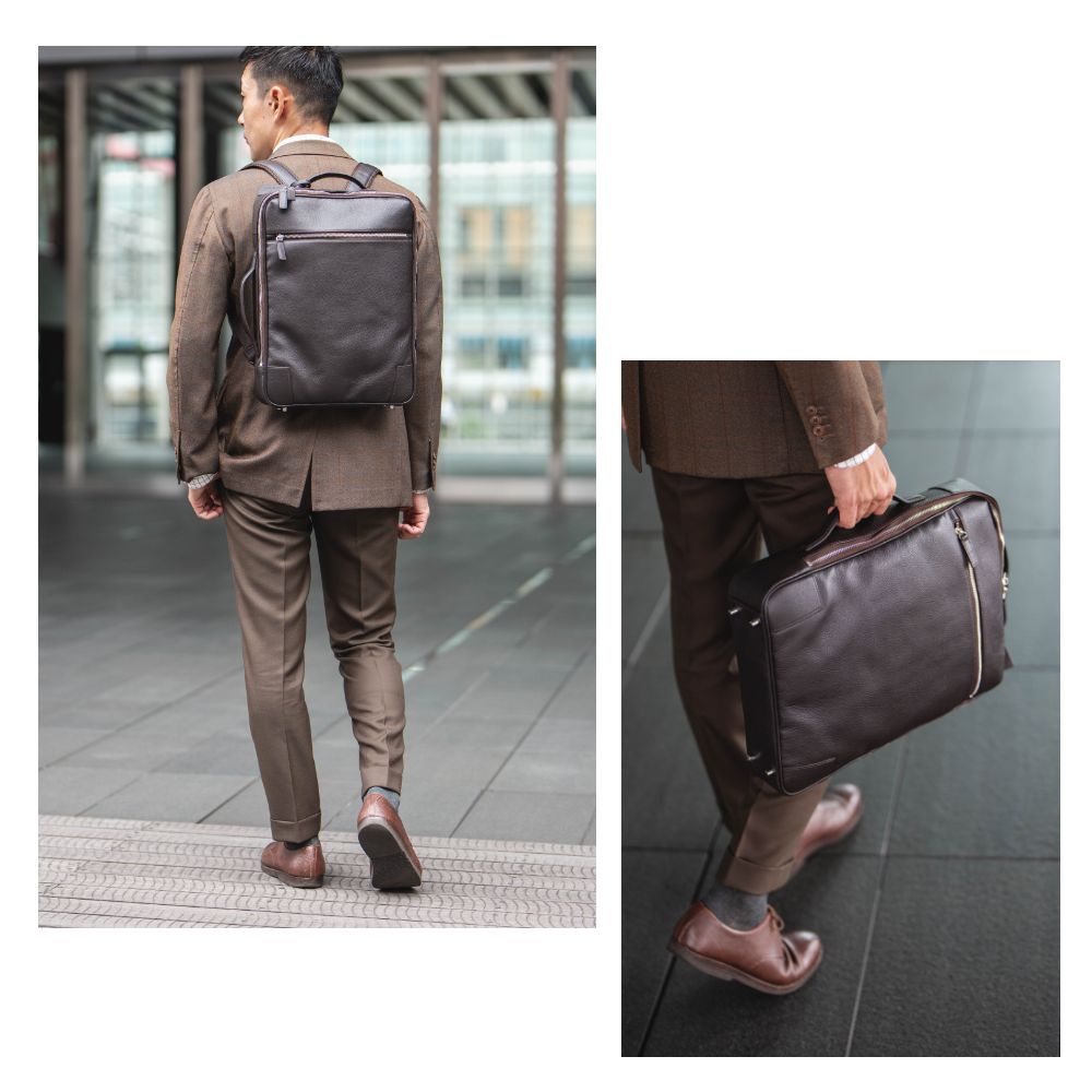 ギオネ GUIONNET バックパック ビジネスリュック PG008 2WAY SHRINK LEATHER BACKPACK ギオネ 3way シュリンクレザー メンズ レディース （ブラック） ブラック