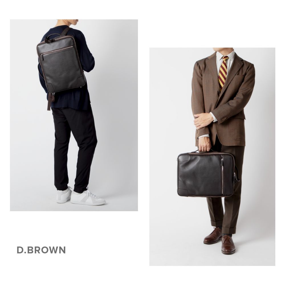 ギオネ GUIONNET バックパック ビジネスリュック PG008 2WAY SHRINK LEATHER BACKPACK ギオネ 3way シュリンクレザー メンズ レディース （ブラック） ブラック
