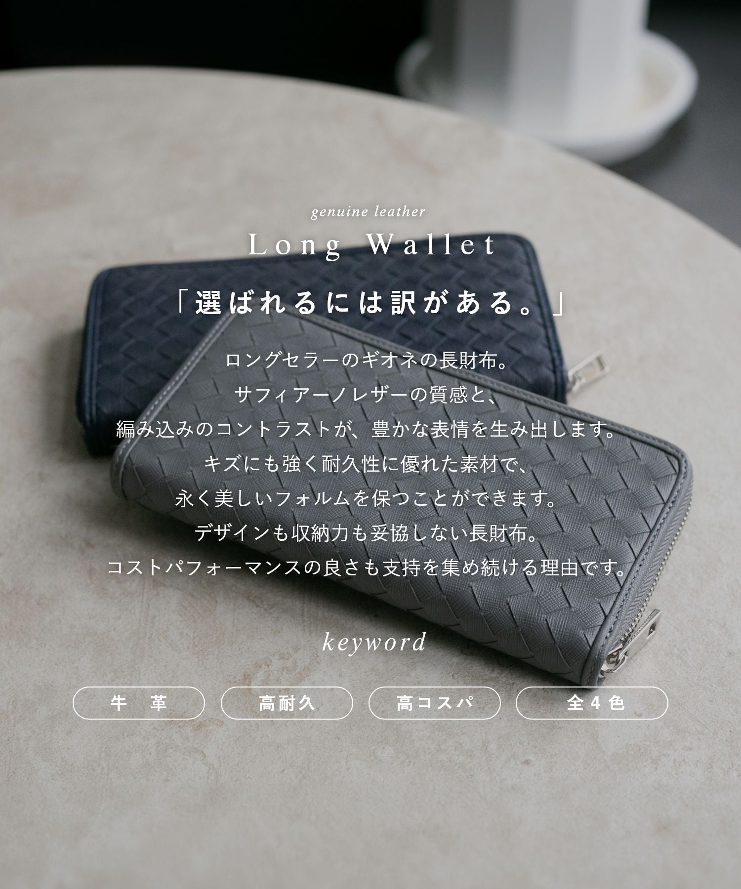 ギオネ GUIONNET 長財布 財布 サフィアーノレザー 大容量 イントレチャート メンズ レディース ラウンドファスナー （ブラック） ブラック