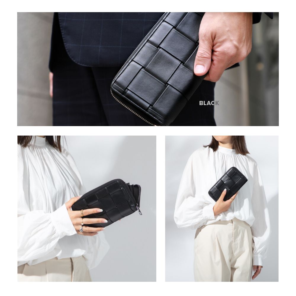 ギオネ GUIONNET ギオネ GUIONNET 長財布 PG-101B BOLD TILE ボールドタイル 財布 ラムレザー 収納力 大容量 長サイフ イントレチャート ラム革 レザー長財布 レディース （シルバー） シルバー