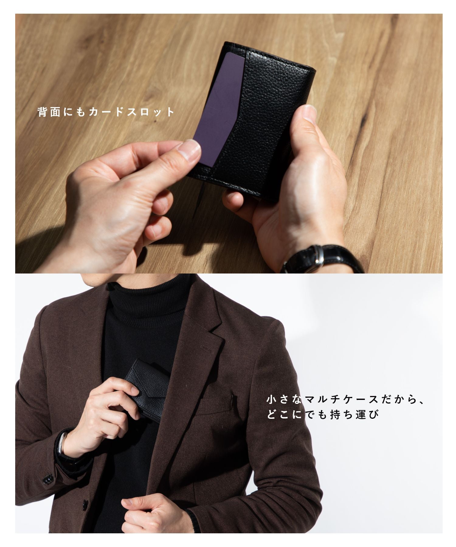 ギオネ GUIONNET ミニ財布 レディース 名刺入れ カードケース メンズ  コインケース マルチパーパスケース RALUGNIS ラルグニス 小銭入れ 本革 コンパクト （ブラック(BOX付属)） ブラック(BOX付属)