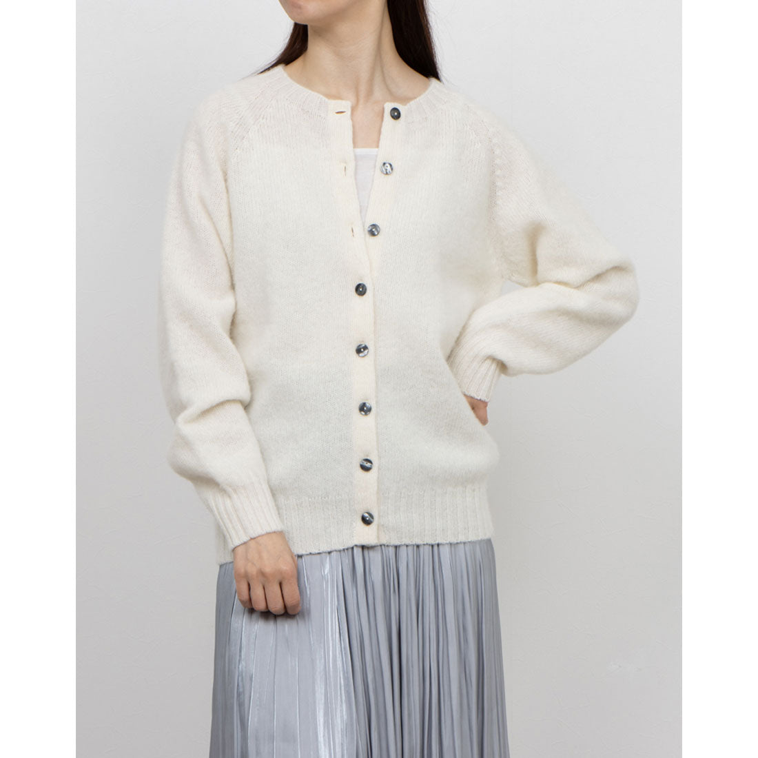 ハーレーオブスコットランド Harley of scotland シャギーカーディガン （White） White