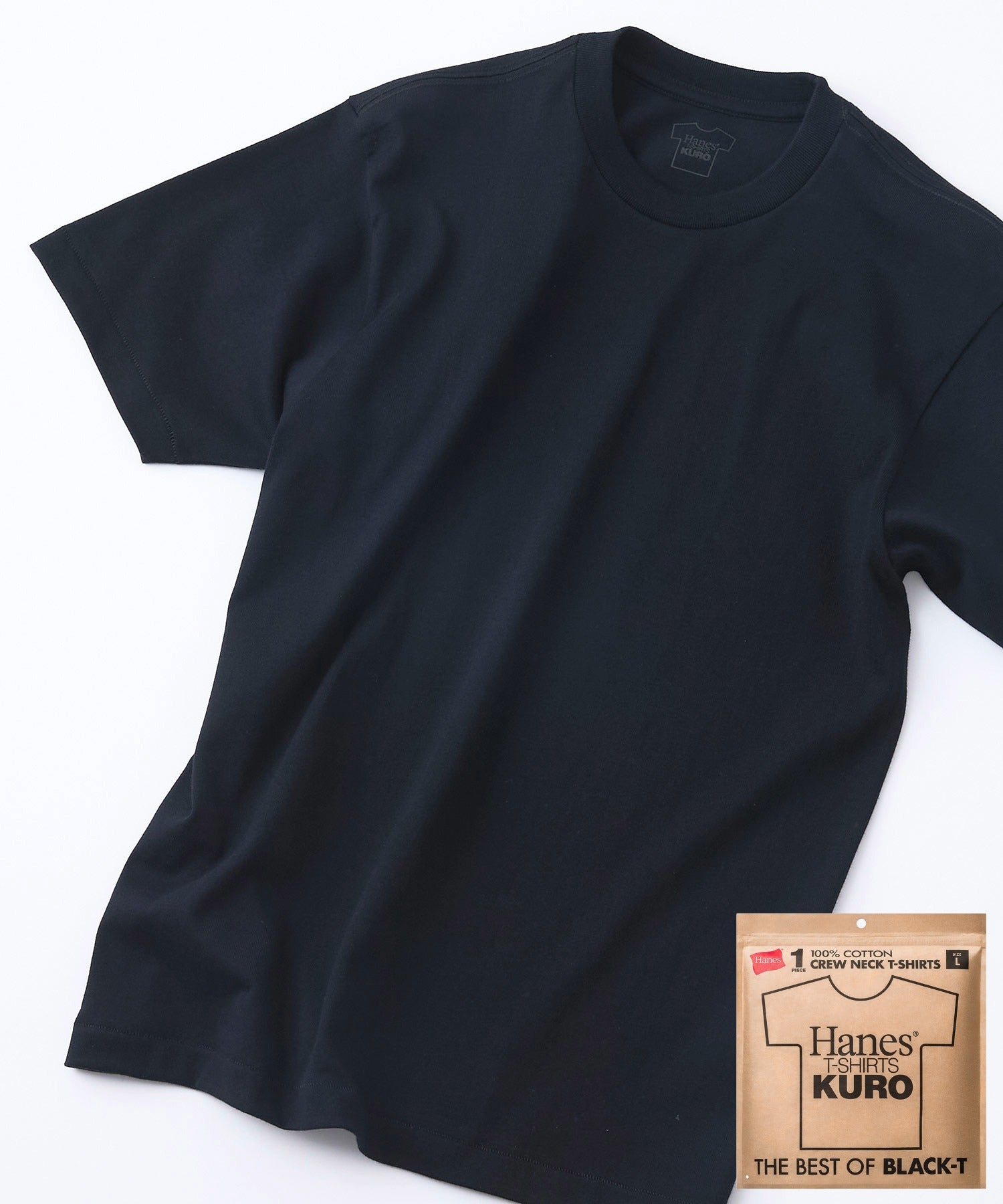ヘインズ Hanes HANES KURO クルーネック Tシャツ （ブラック） ブラック