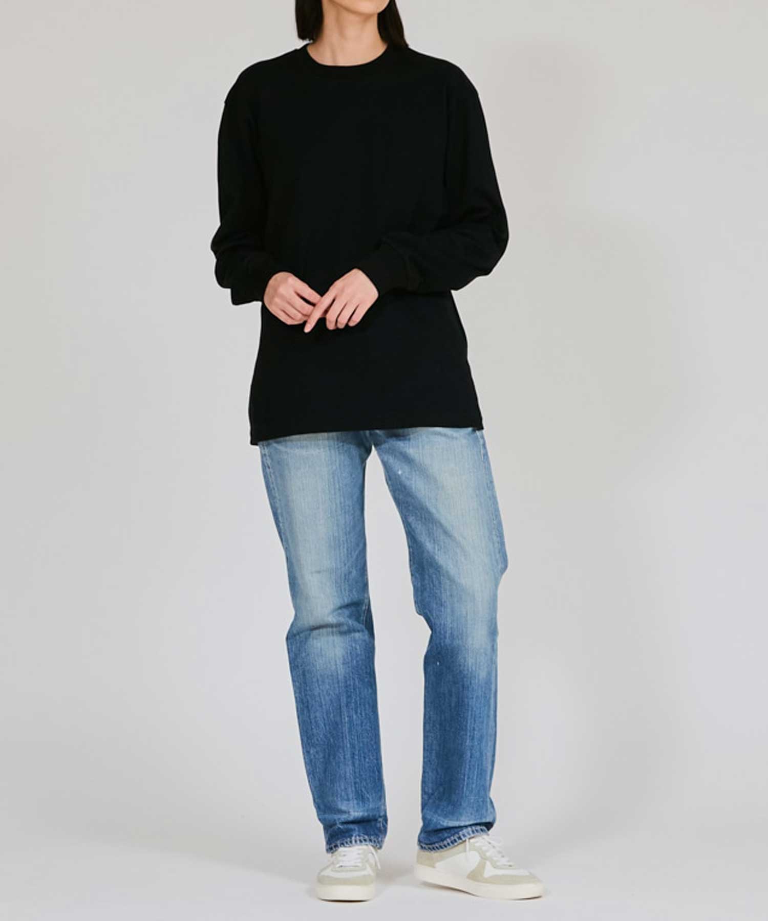 ヘインズ Hanes KURO クルーネックロングスリーブTシャツ （ブラック） ブラック