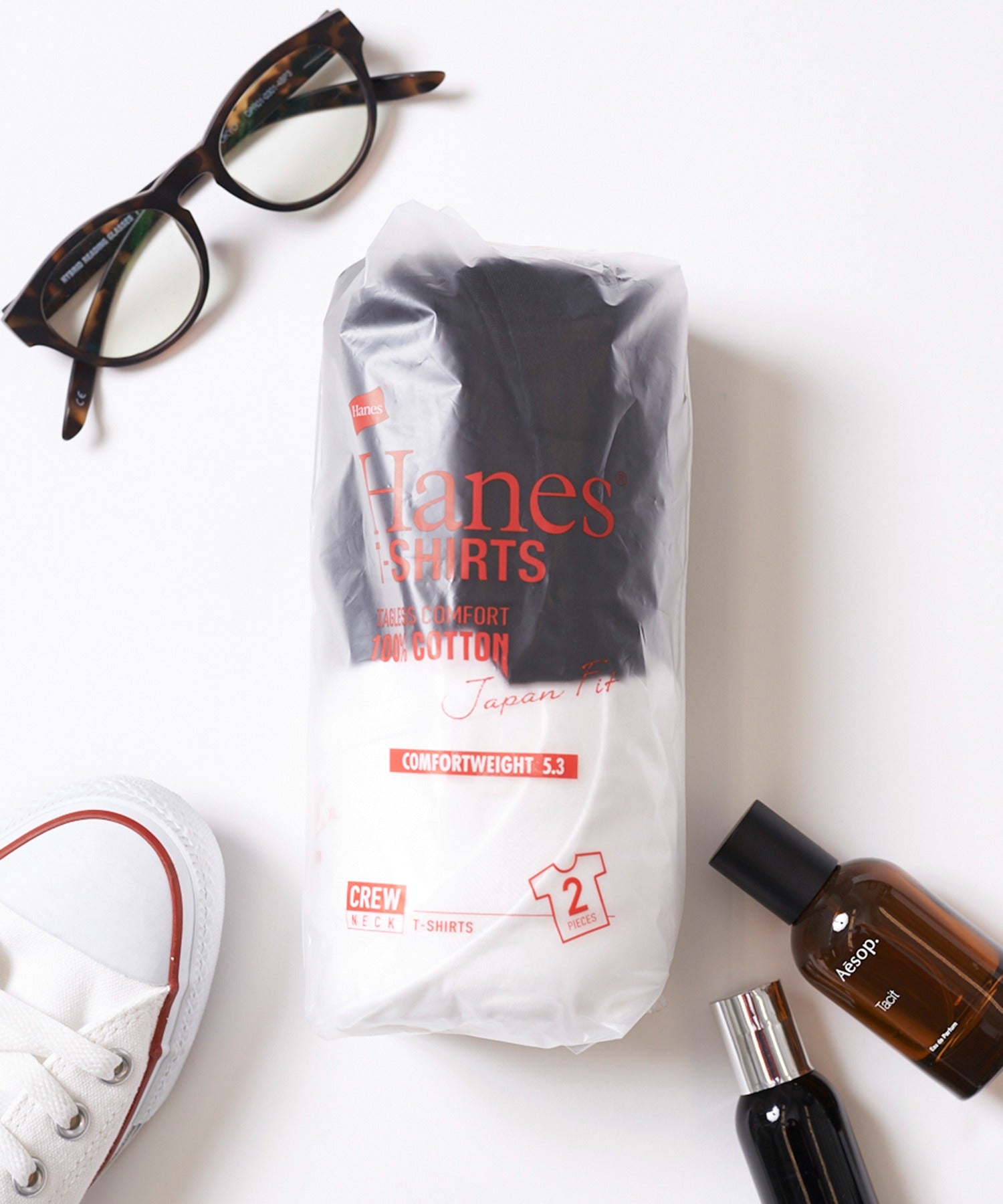 ヘインズ Hanes 日本人規格に落とし込んだ着心地抜群のパックTシャツ！黒と白の2色セット！【Hanes】5.3oz 2P Japan Fit クルーネックTシャツ H5320 （マルチ） マルチ