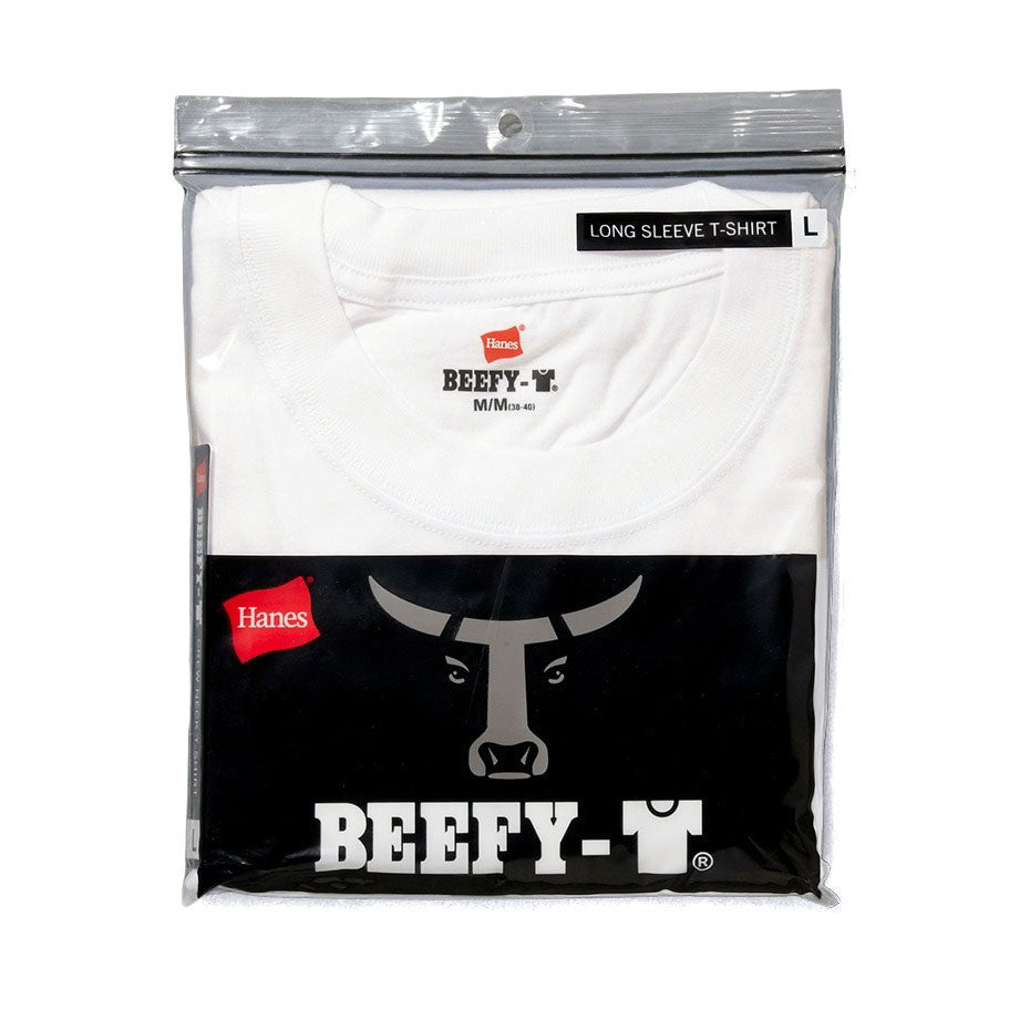 ヘインズ Hanes Tシャツ メンズ レディース 長袖 ロンT 無地 シンプル パックTシャツ 綿100% クルーネック 長袖Tシャツ 厚手 カジュアル BEEFY-T ロングスリーブTシャツ H5186 （ホワイト） ホワイト