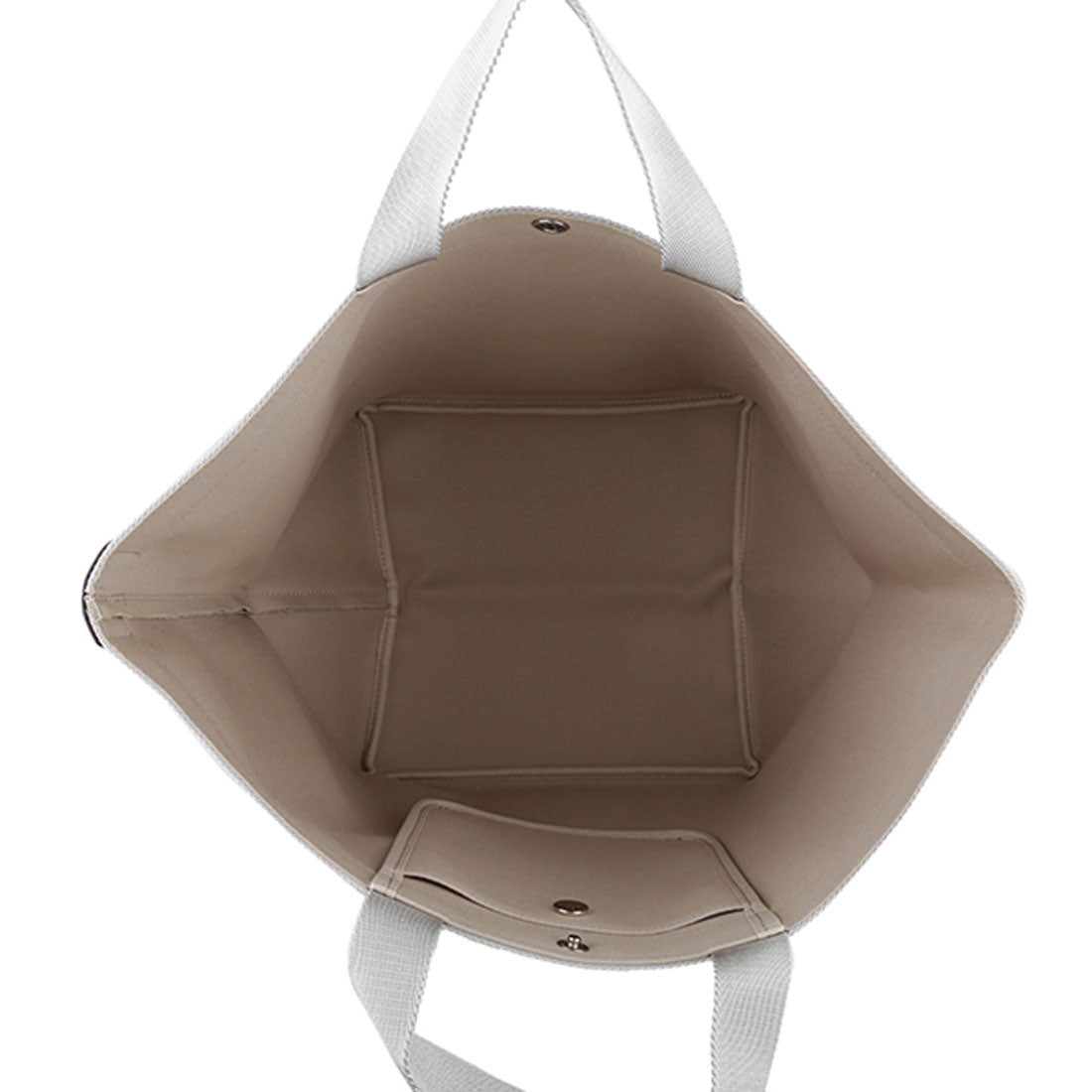 Herve Chapelier Tote Bag Pebbled Grain Coated Canvas Luxe Boat Type Tote L 725GP 6381 MASTIC/ARGENT