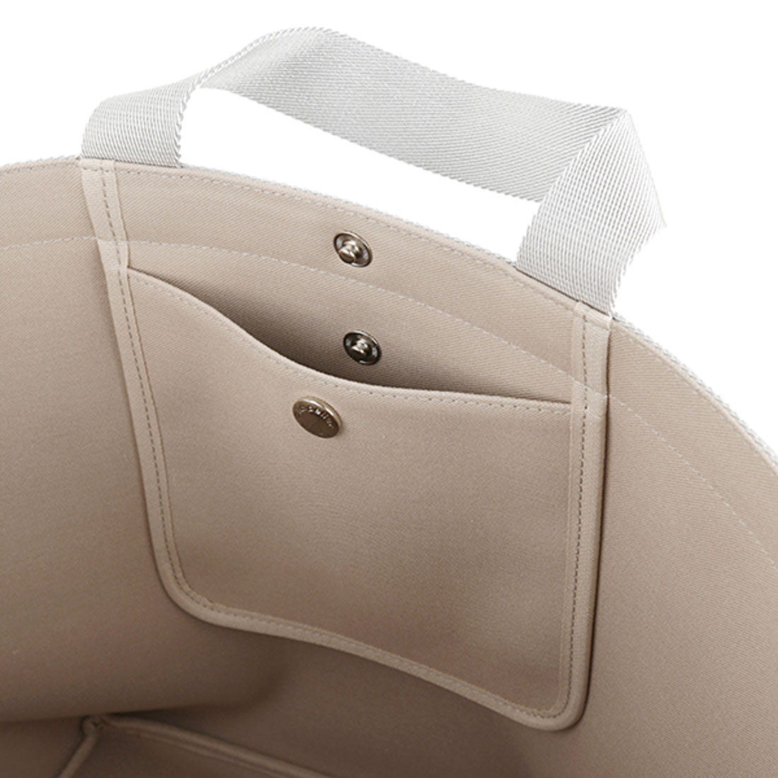 Herve Chapelier Tote Bag Pebbled Grain Coated Canvas Luxe Boat Type Tote L 725GP 6381 MASTIC/ARGENT