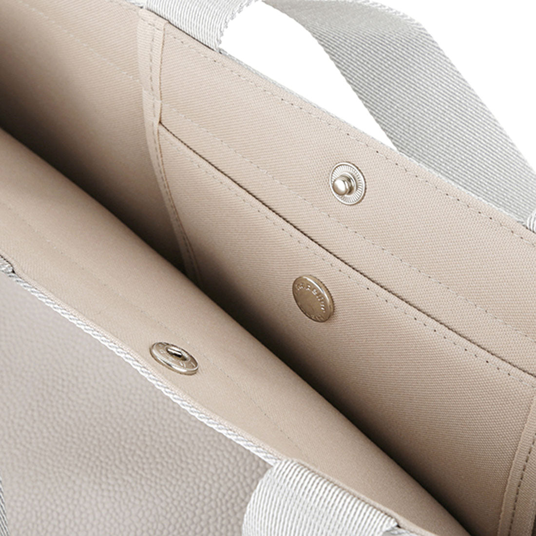 Herve Chapelier Tote Bag Pebbled Grain Coated Canvas Luxe Boat Type Tote L 725GP 6381 MASTIC/ARGENT