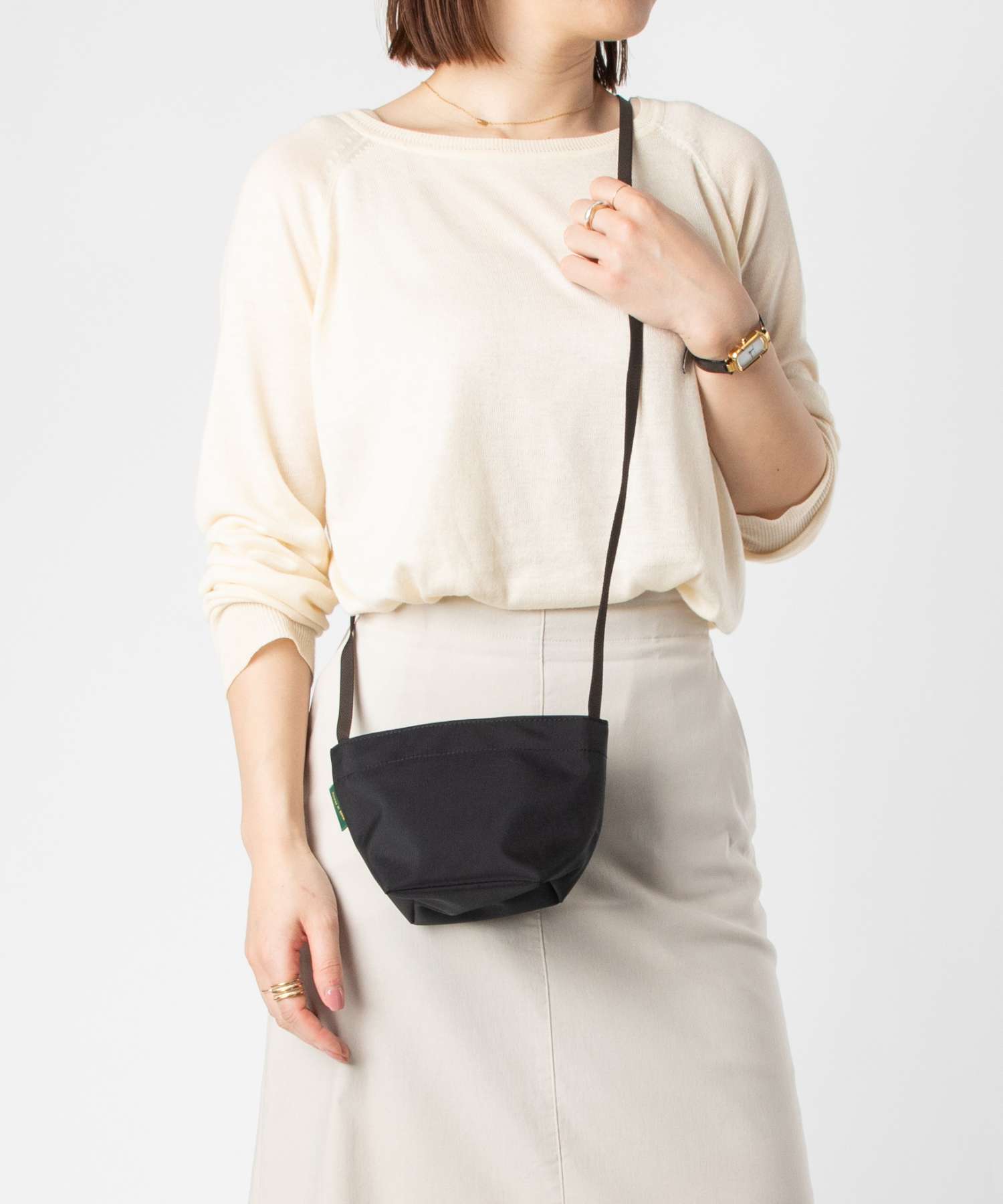エルベシャプリエ Herve Chapelier エルベシャプリエ Herve Chapelier Mini tote square bottom ナイロン舟型ショルダーバッグ XSサイズ 1927N ショルダーバッグ レディース バッグ （NOIR/09） NOIR/09