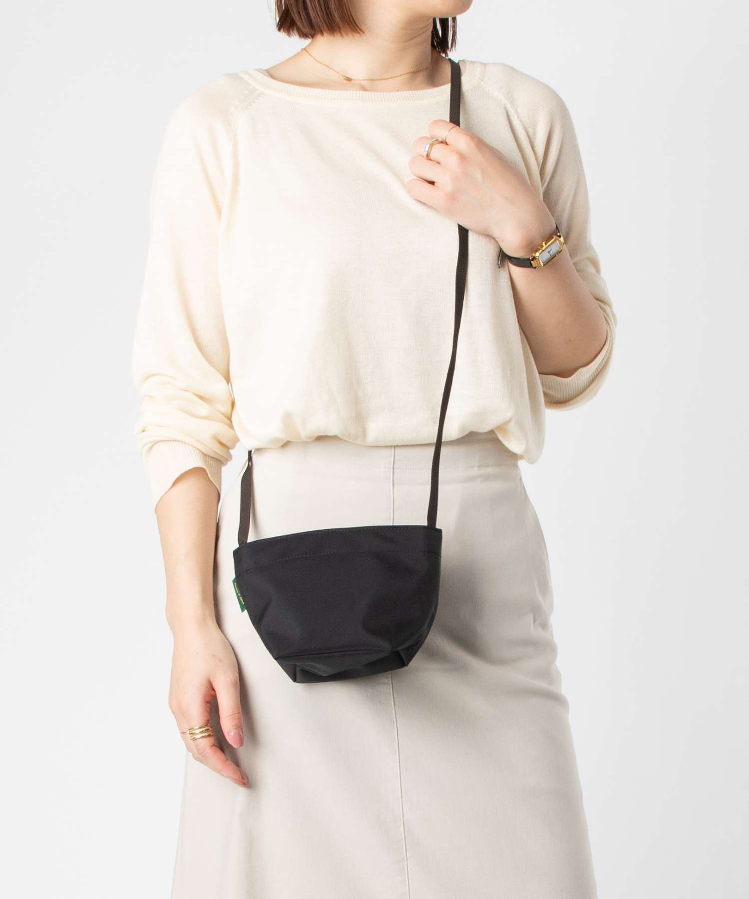 エルベシャプリエ Herve Chapelier エルベシャプリエ Herve Chapelier Mini tote square bottom ナイロン舟型ショルダーバッグ XSサイズ 1927N ショルダーバッグ レディース バッグ （NOIR/09） NOIR/09