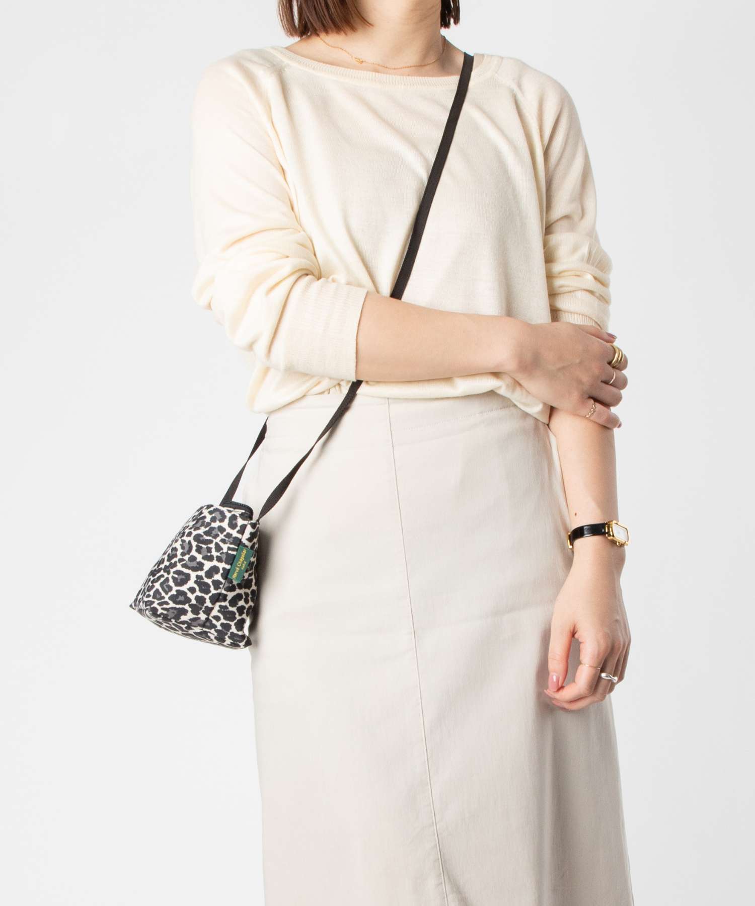 エルベシャプリエ Herve Chapelier エルベシャプリエ Herve Chapelier Mini tote square bottom ナイロン舟型ショルダーバッグ XSサイズ 1927F ショルダーバッグ レディース バッグ （PANTHERE TAUPE-NOIR/F1209） PANTHERE TAUPE-NOIR/F1209