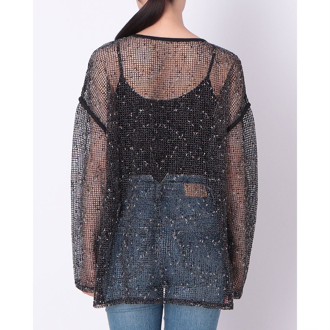 ヒューマンセカンドオケージョン Human 2nd Occasion カットメッシュクルーネックプルオーバー （ブラック） ブラック