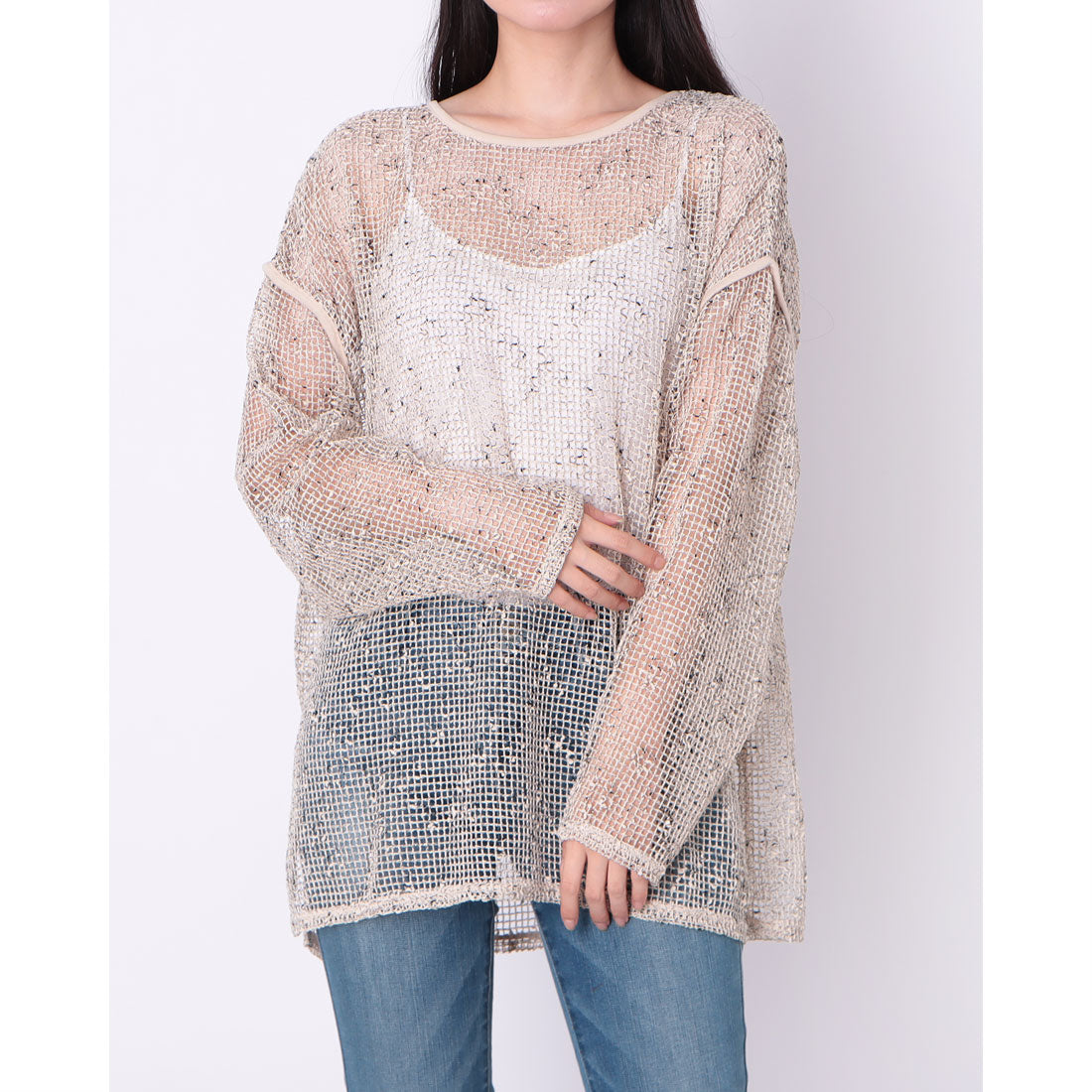 ヒューマンセカンドオケージョン Human 2nd Occasion カットメッシュクルーネックプルオーバー （エクリュ） エクリュ