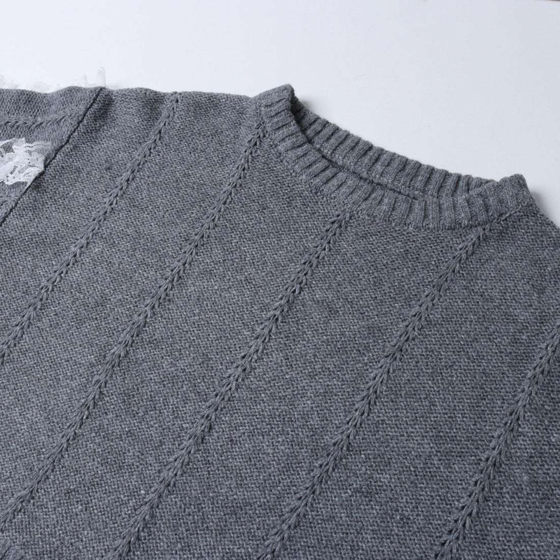 ヒューマンセカンドオケージョン Human 2nd Occasion 袖レースニットプルオーバー （グレー） グレー