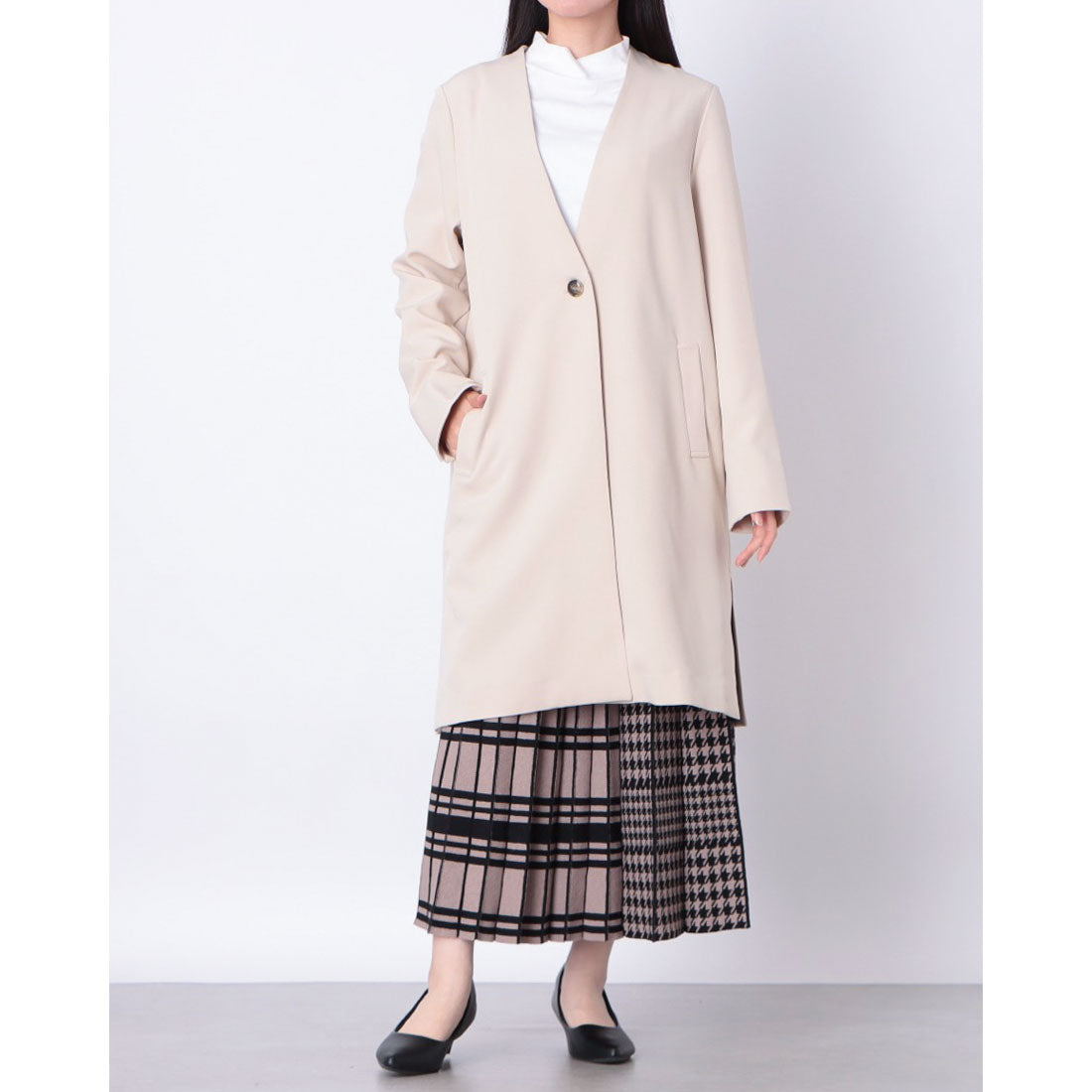 ヒューマンセカンドオケージョン Human 2nd Occasion Vカラーロングジャケット （オフベージュ） オフベージュ