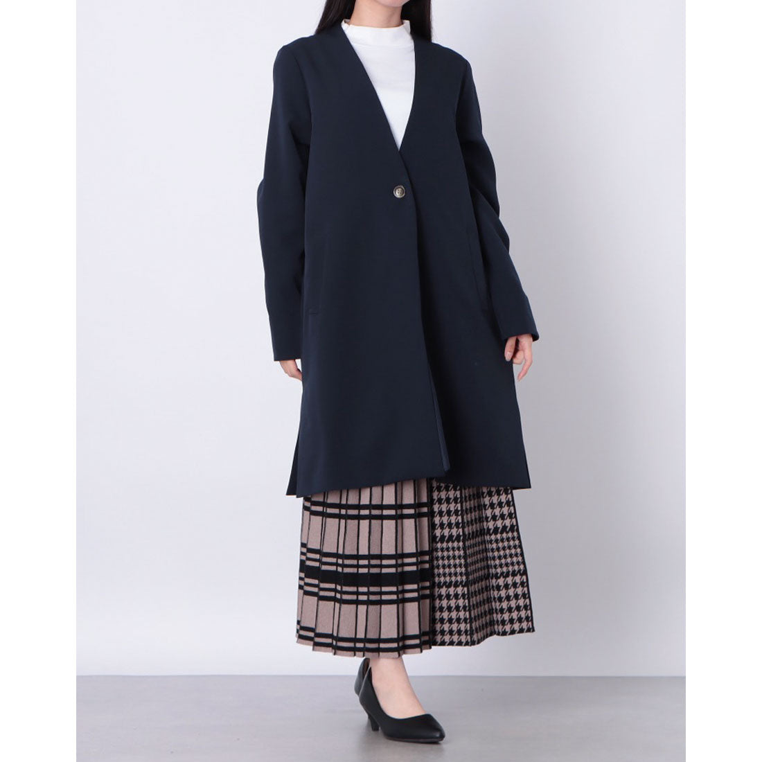 ヒューマンセカンドオケージョン Human 2nd Occasion Vカラーロングジャケット （ダークネイビー） ダークネイビー