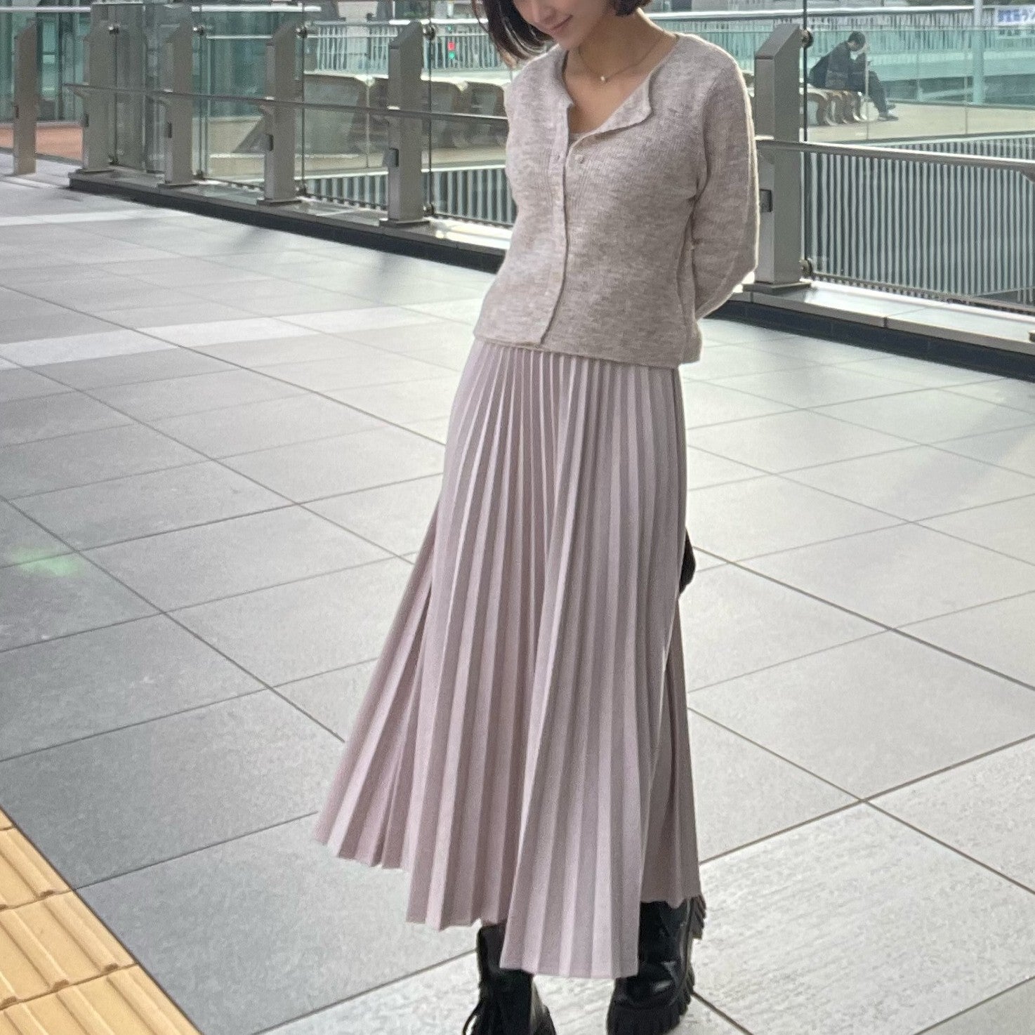 ヒューマンセカンドオケージョン Human 2nd Occasion スエード調アコーディオンプリーツスカート （ピンク） ピンク